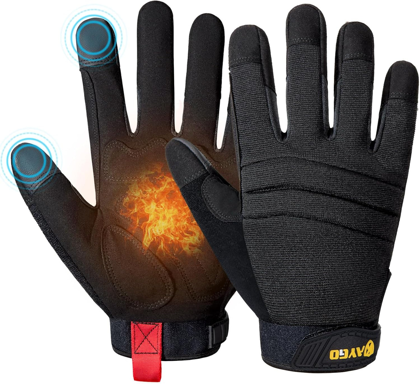 KAYGO Insulated Mechanic Work Gloves,KG127W Winter Thermal Safety Work Gloves for Men and Women, Double Lining,Heavy duty,Improved dexterity,Excellent Grip,Ideal for outdoor jobs,L