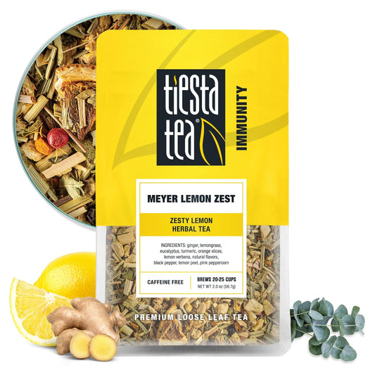 Tiesta Tea - Meyer Lemon Zest, Loose Leaf, Zesty Lemon Herbal Tea, Premium Caffeine-Free Blend, Makes Hot or Iced & Up to 25 Cups, 2oz Resealable Pouch