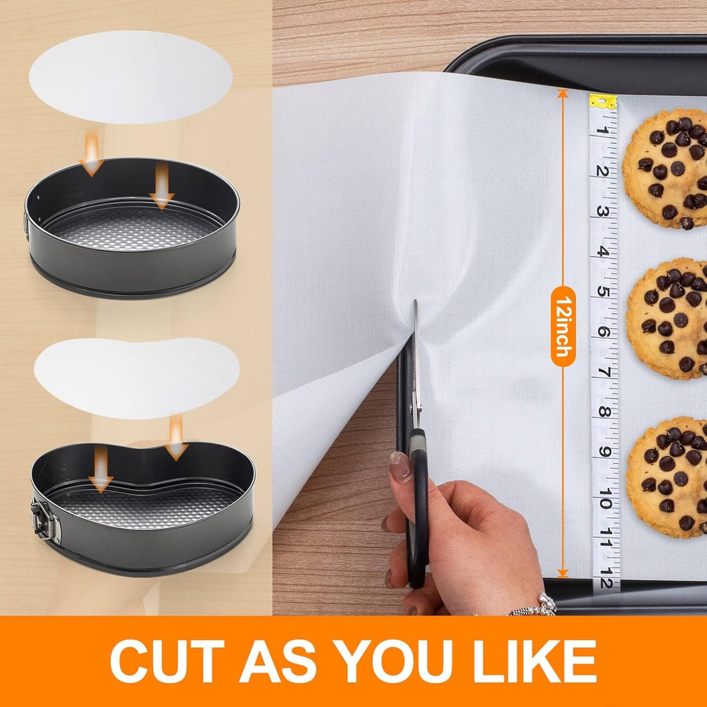 Silicone Baking Mat Roll -12IN x 10FT Non Stick Heat Resistant Food Grade Baking Mats, No Slip Reusable Freeze Dryer Mat,Pastry Mat,Countertop Protector Mat, Washable Oil-Proof Refrigerator Liners