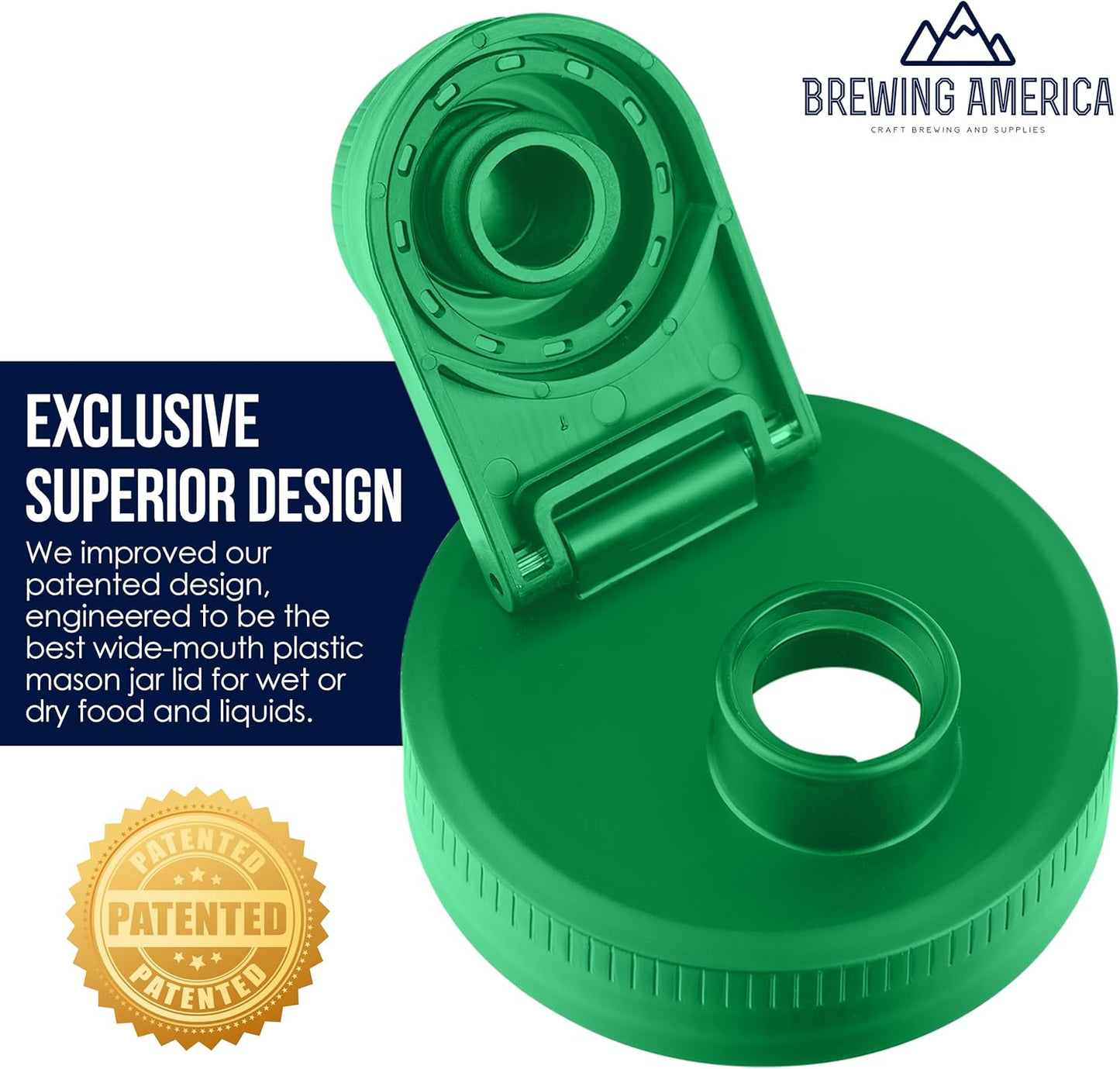 Brewing America Mason Jar Drinking Cup Pint and Half Drinking Lid and Azure 24oz Jar (2, Tractor Green)