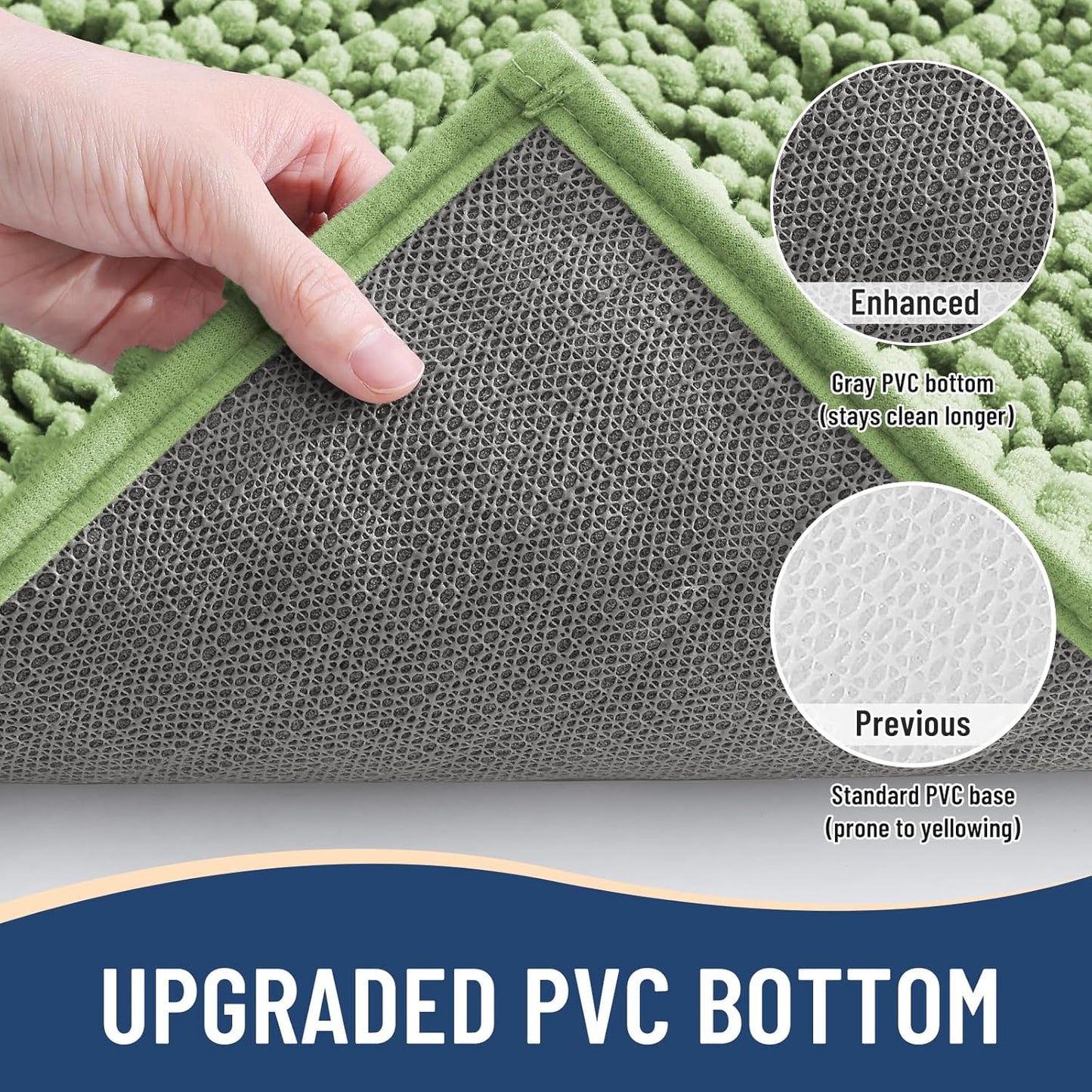 Arotive Luxury Chenille Bathroom Rug Mat, Extra Soft Thick Absorbent Shaggy Bath Rugs, Non-Slip Machine Wash Dry, Plush Bath Mats for Bathroom, Shower and Tub, 40x24, Sage Green