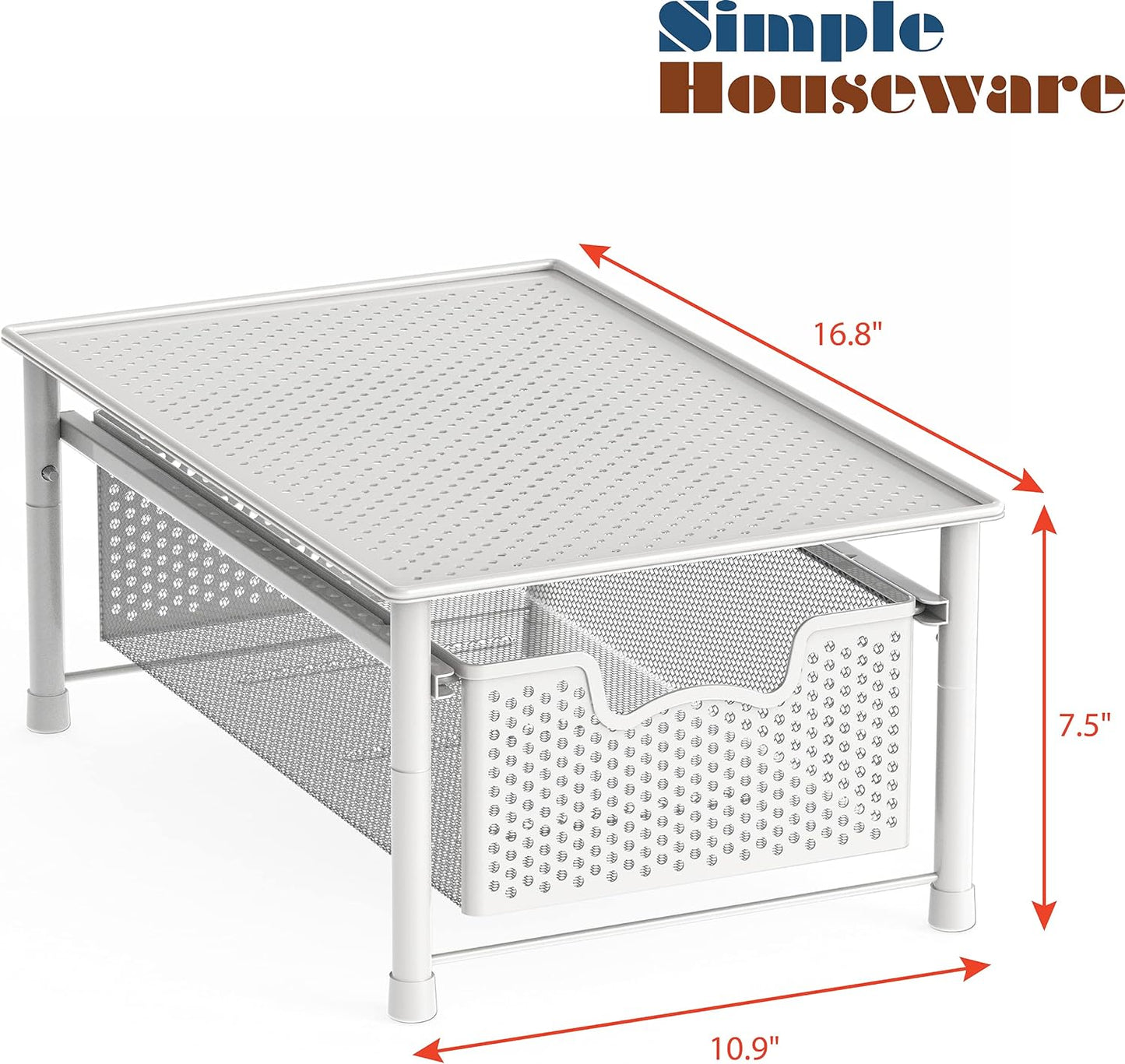Simple Houseware Stackable Cabinet Basket Drawer Organizer, White