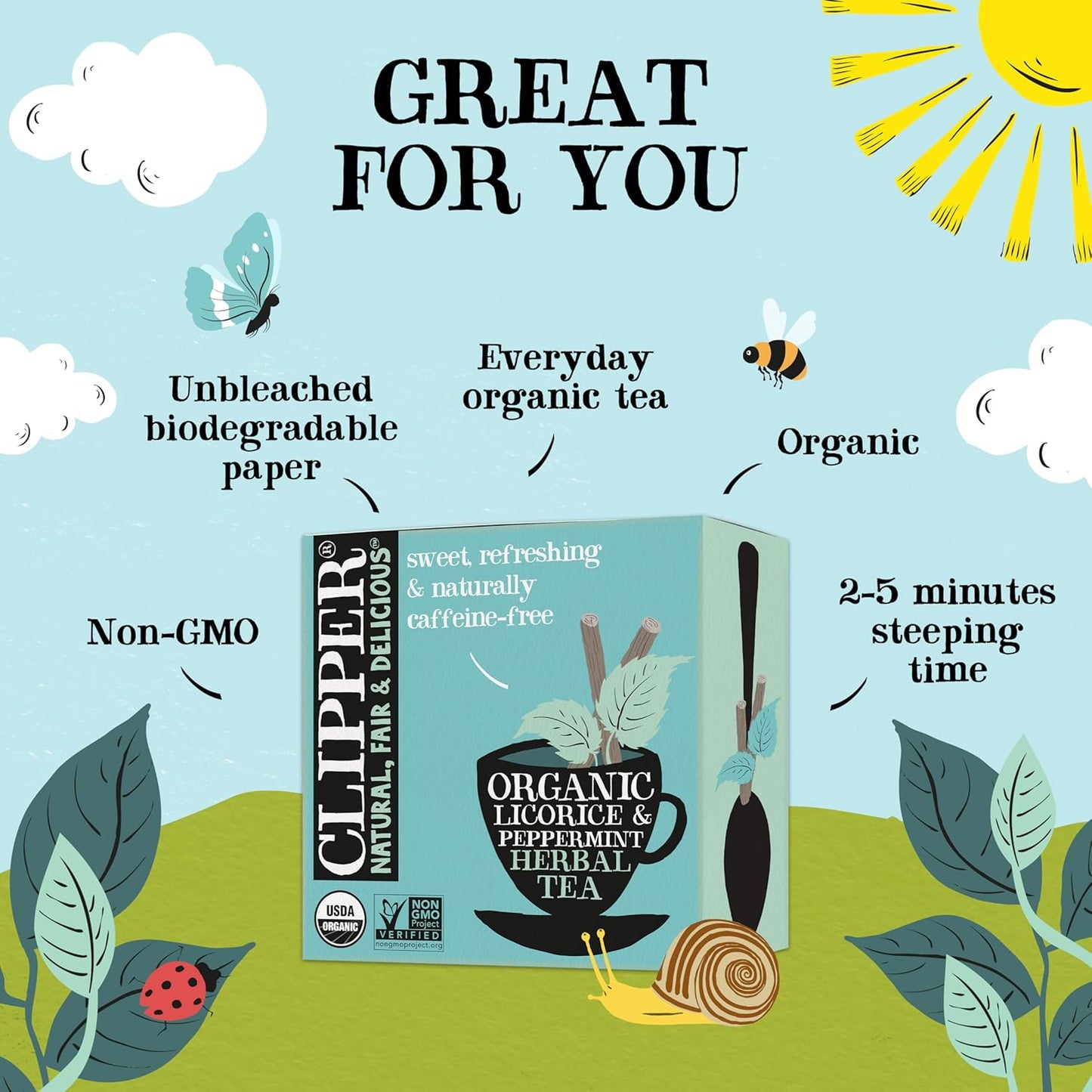 Clipper Tea Peppermint & Licorice Teabags – Caffeine Free, USDA Organic, Great Hot or Iced – Sweet, Refreshing, Natural, Fair & Delicious Sweet – 200 Tea Bags