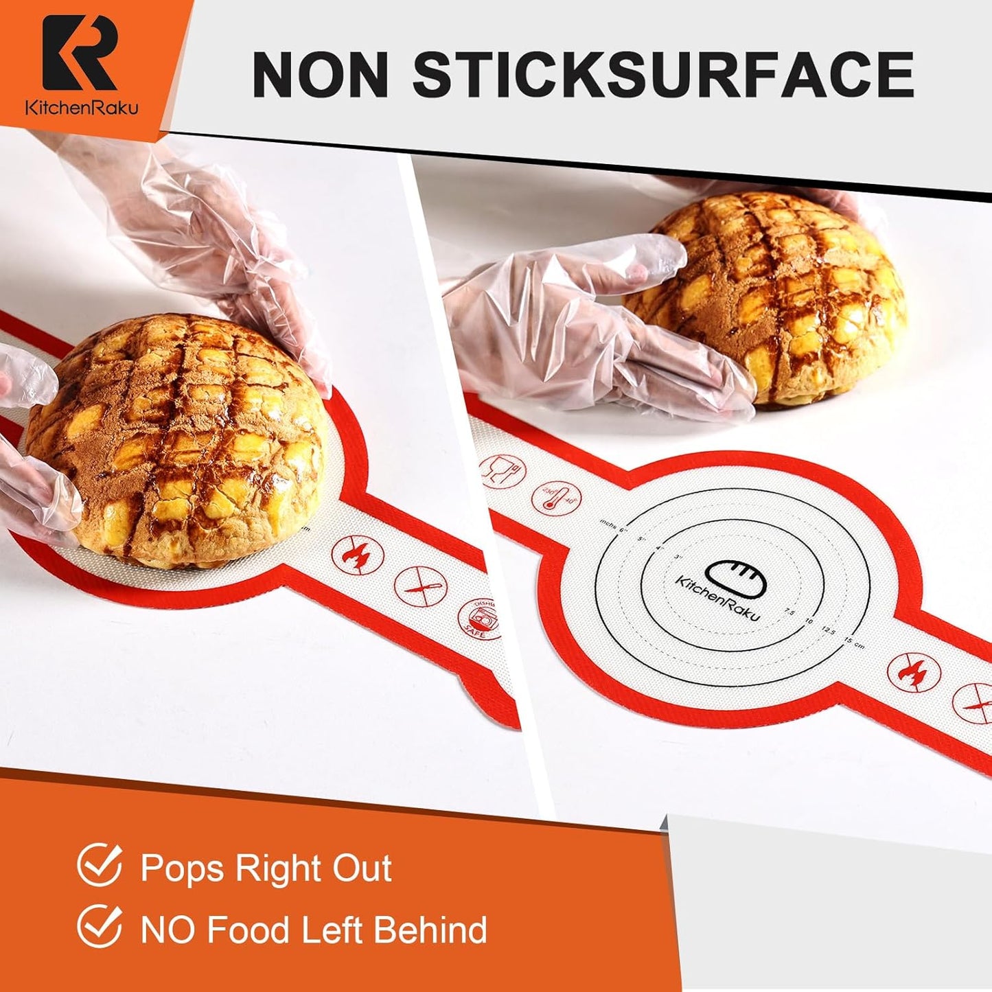 Cook's Aid 2 Pcs Silicone Bread Sling for Dutch Oven, Non-Stick Bread Baking Mat Set, Reusable Sourdough Bread Sling with Long Handles for Easier Transfer for Dough