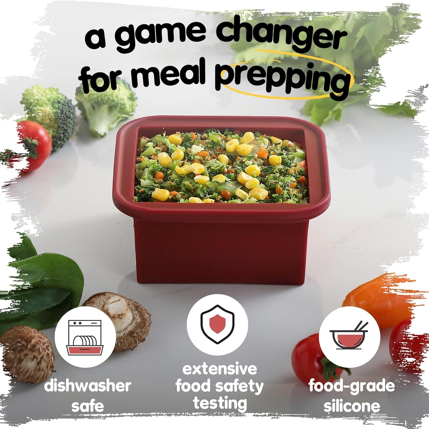 2-Cup Silicone Freezer Trays with Lids – Perfect for Meal Prep, Portion Control, and Easy Freezing-Meal Prep Container Molds for Soup,Leftovers (Cranberry, 2 Pack)