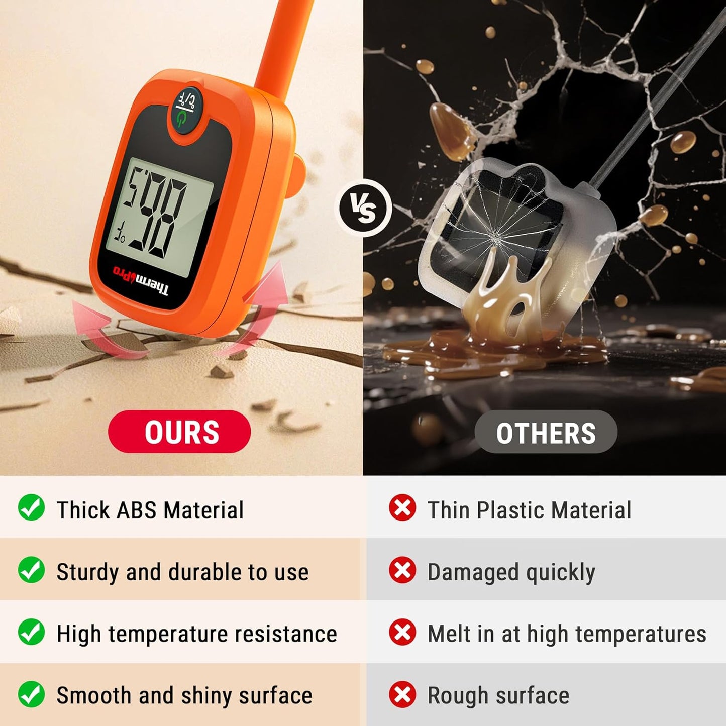 ThermoPro TP509 Candy Thermometer with Pot Clip, 10" Long Probe Instant Read Meat Food Thermometer with LCD, Cooking Oil Thermometer Deep Frying Thermometer for Candy Maple Syrup Sugar Brewing Making