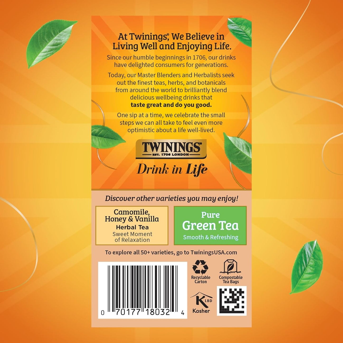 Twinings Pure Rooibos Red Herbal Tea Individually Wrapped Bags, 20 Count (Pack of 6), Sweet with Uplifting Aroma, Naturally Caffeine-Free, Enjoy Hot or Iced, 120 Teabags