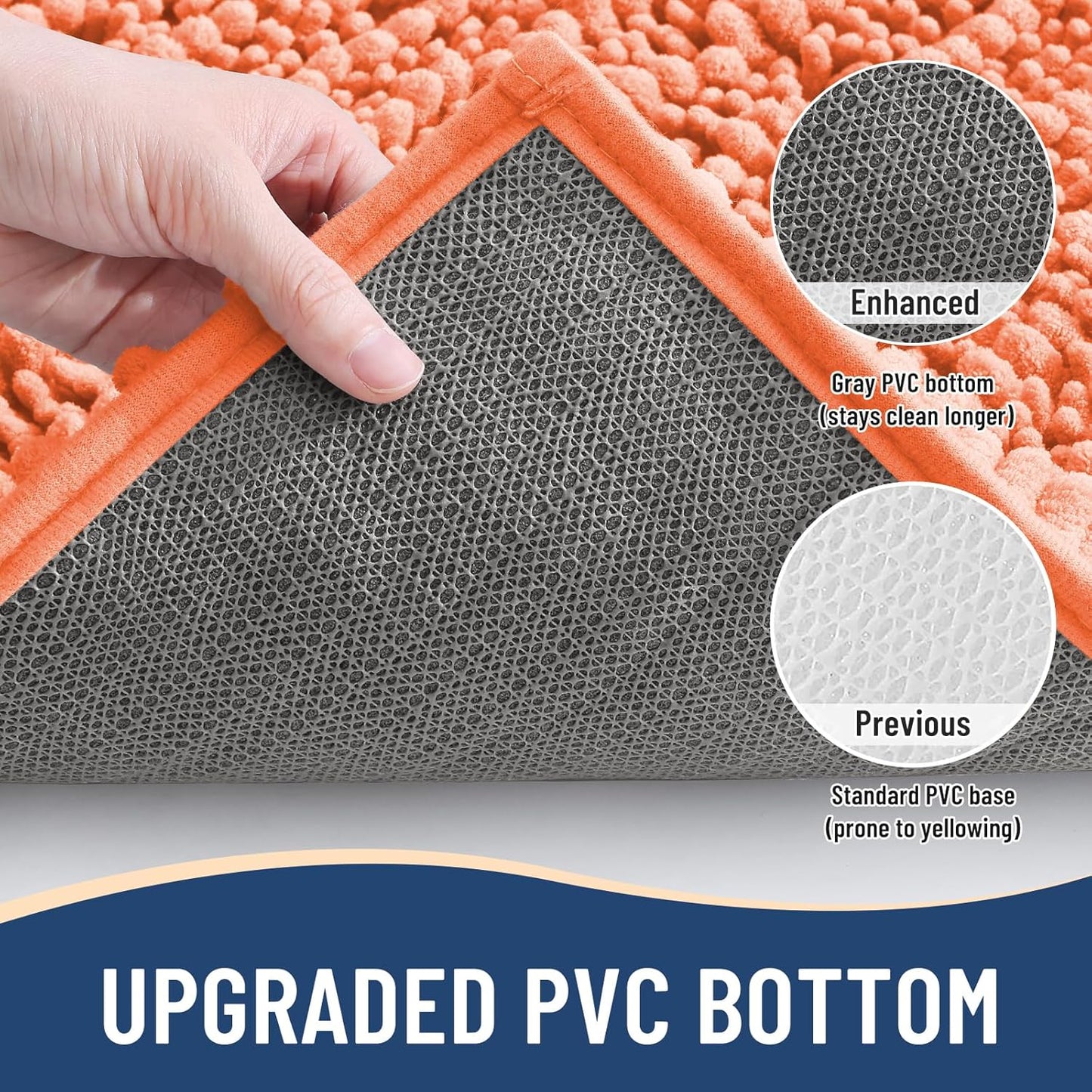 Arotive Luxury Chenille Bathroom Rug Mat, Extra Soft Thick Absorbent Shaggy Bath Rugs, Non-Slip Machine Wash Dry, Plush Bath Mats for Bathroom, Shower and Tub, 70x24, Coral