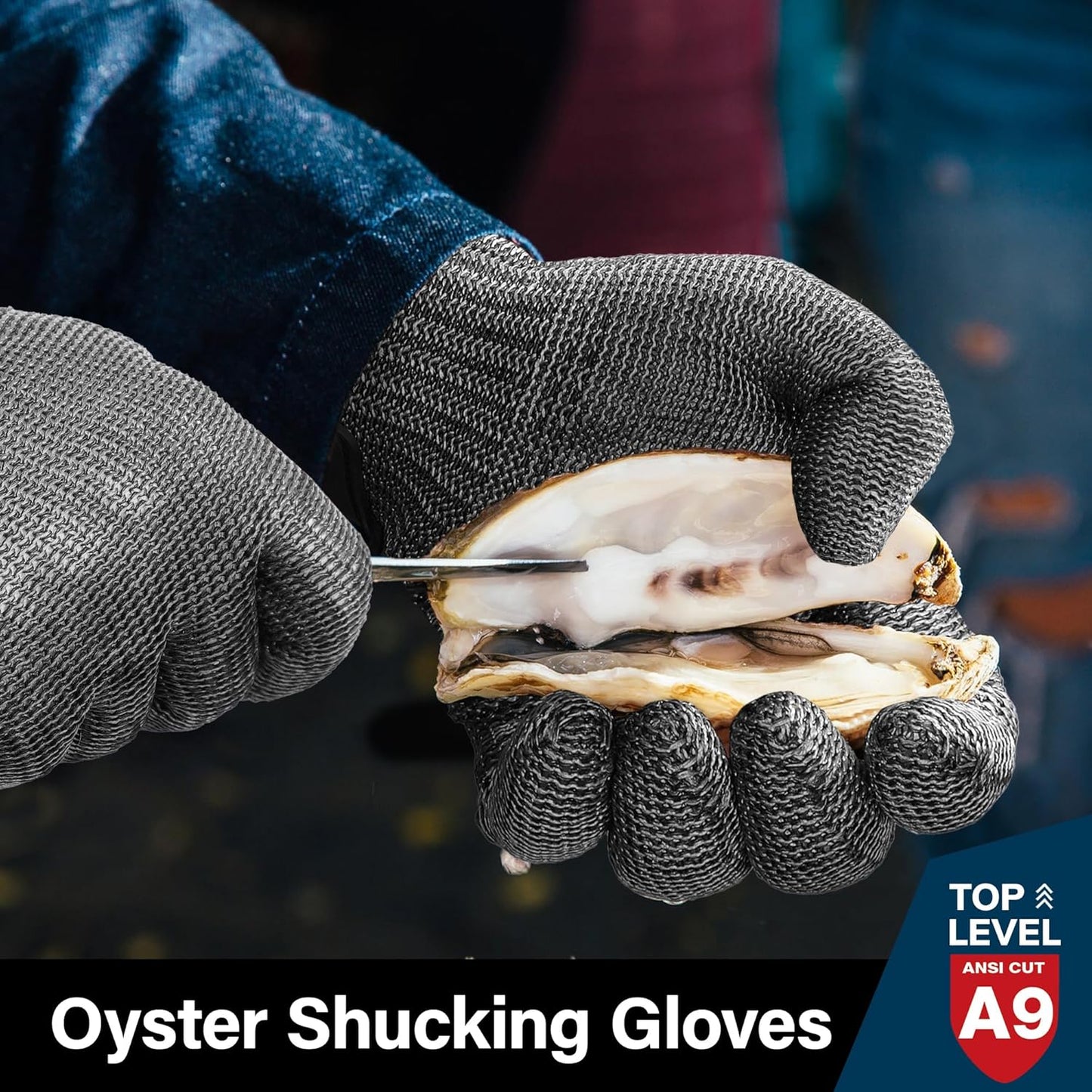 Schwer Ultimate Cut Resistant Gloves Beyond ANSI A9, Reinforced Stainless Steel Glove, Food Grade Mesh Metal Gloves for Butcher Meat Cutting, Oyster Shucking, Mandoline, PR1708 (L, 50 Pairs)