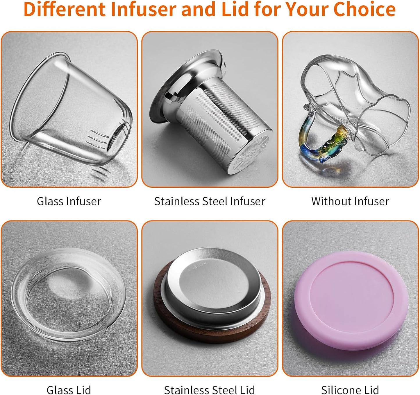 OEM Custom Personalized Gifts Glass Tea Cup with Infuser and Lid,Customized Large Borosilicate Teacup, Clear Mug for Loose Leaf Blooming Tea Maker Gift for Friend, Family