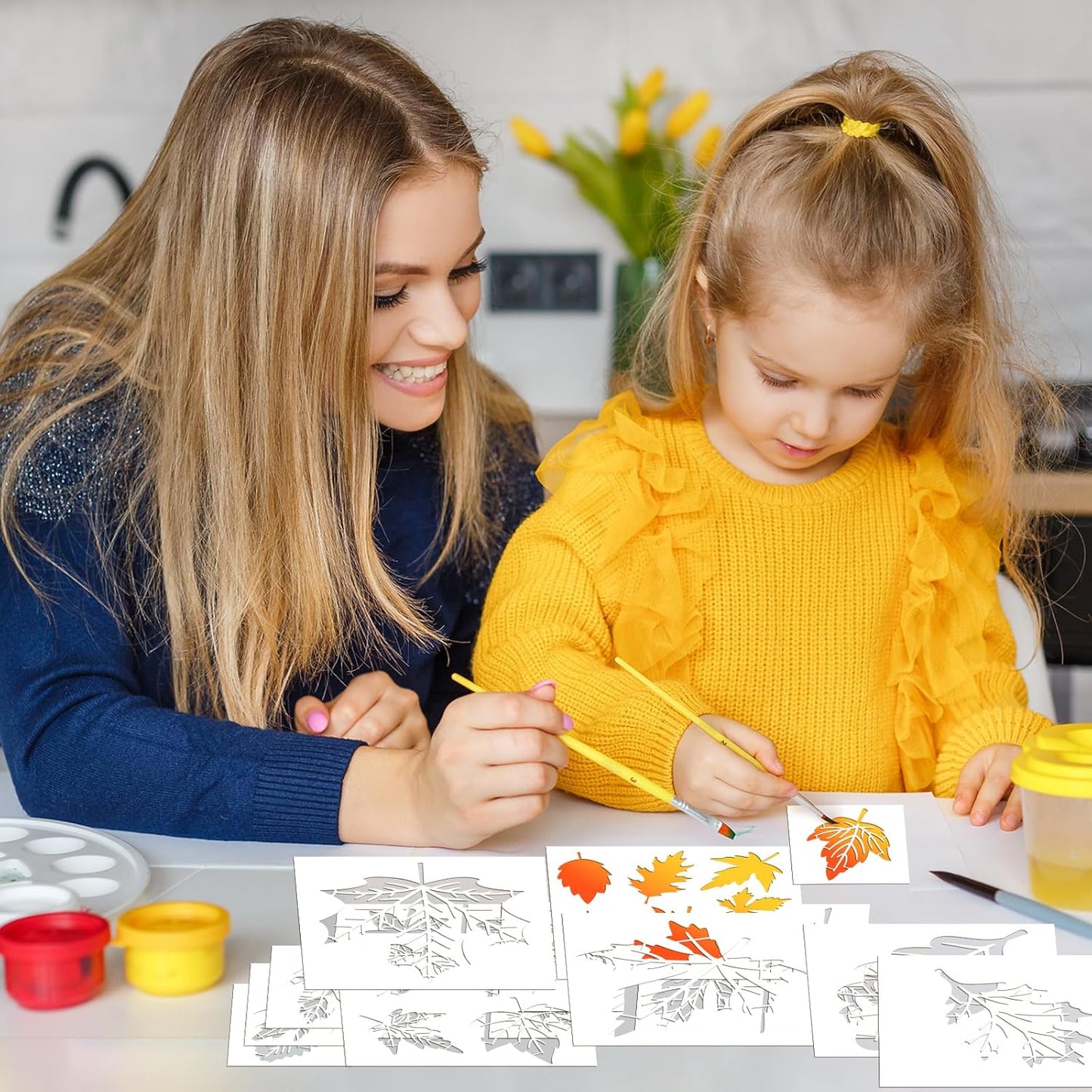 Fall Painting Stencils Maple Leaves Stencils Autumn Leaves Stencil Thanksgiving Plastic Leaf Pattern Stencil Templates for Painting on Wood, Floor, Wall DIY Farmhouse Home Decor (Maple Leaves)