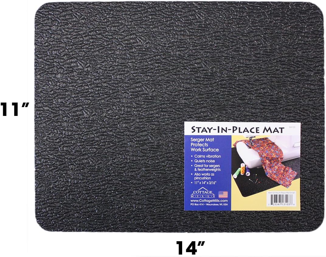 Stay-in-Place Machine Mat - 11" x 14" - Calms Vibration and Dampens Noise. Great for Sergers. Made in USA.