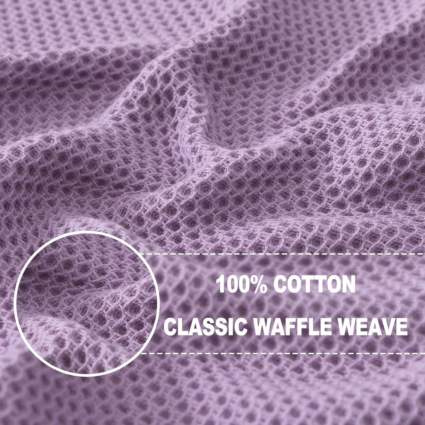Homaxy 100% Cotton Waffle Weave Kitchen Dish Cloths, Ultra Soft Absorbent Quick Drying Dish Towels, 12 x 12 Inches, 6-Pack, Lavender