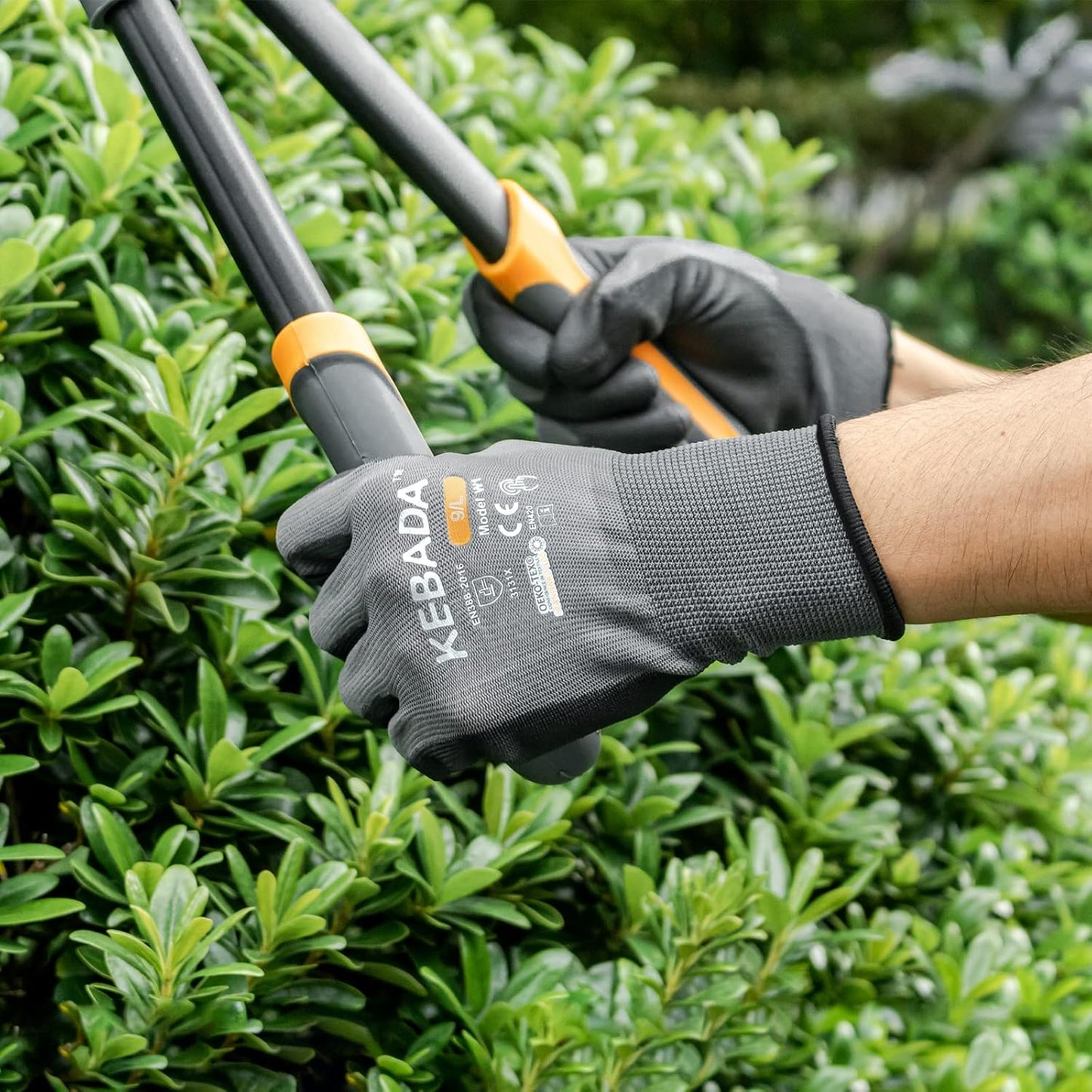 Kebada W1 Work Gloves for Men and Women, Touchscreen PU Coated Gloves with Grip, 50 Pairs Bulk Pack, Ideal for Warehouse Package Handling, Construction, Gardening, Gray Small