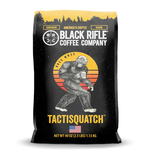 Black Rifle Coffee Company Ground Coffee Dark Roast - Roasted Blend Made from Pure Arabica Beans - Colombian & Brazilian Beans - Veteran Founded & American Made (Tactisquatch, 40oz Bag)