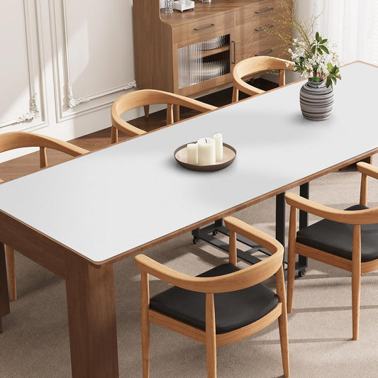 Pure White Plastic Table Cover Protector, 42" x 78" Waterproof Easy Flat PVC Desk Pad Mat, 1.5mm Thick Rectangle Vinyl Table Top Protector for Dining Room Table, Office, Dresser