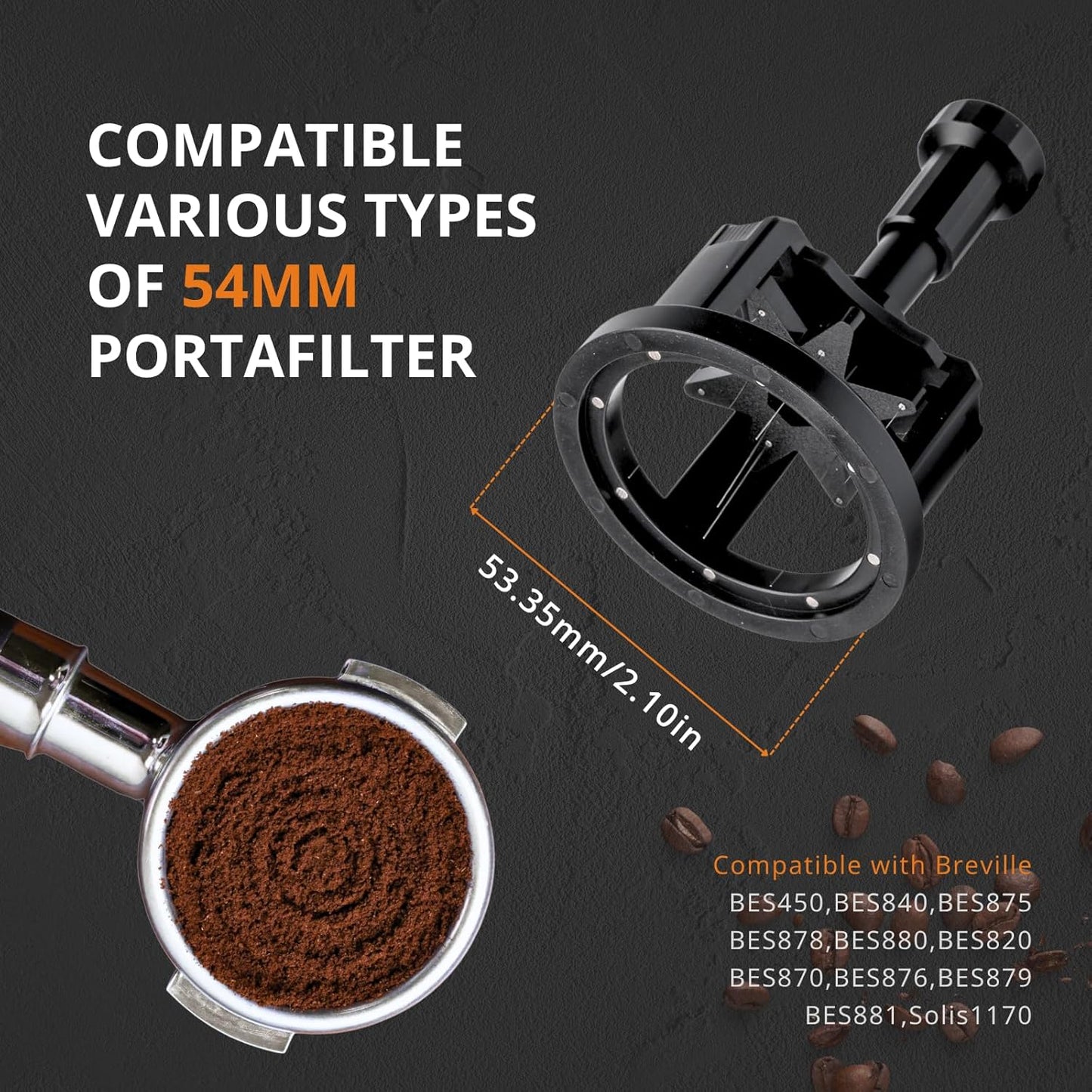 WDT Tool Espresso 53mm, 9 Needle Espresso Stirrer Distribution Tool for Barista, Adjustable Depth Espresso Needle Distributor with Magnetic Base (53mm)