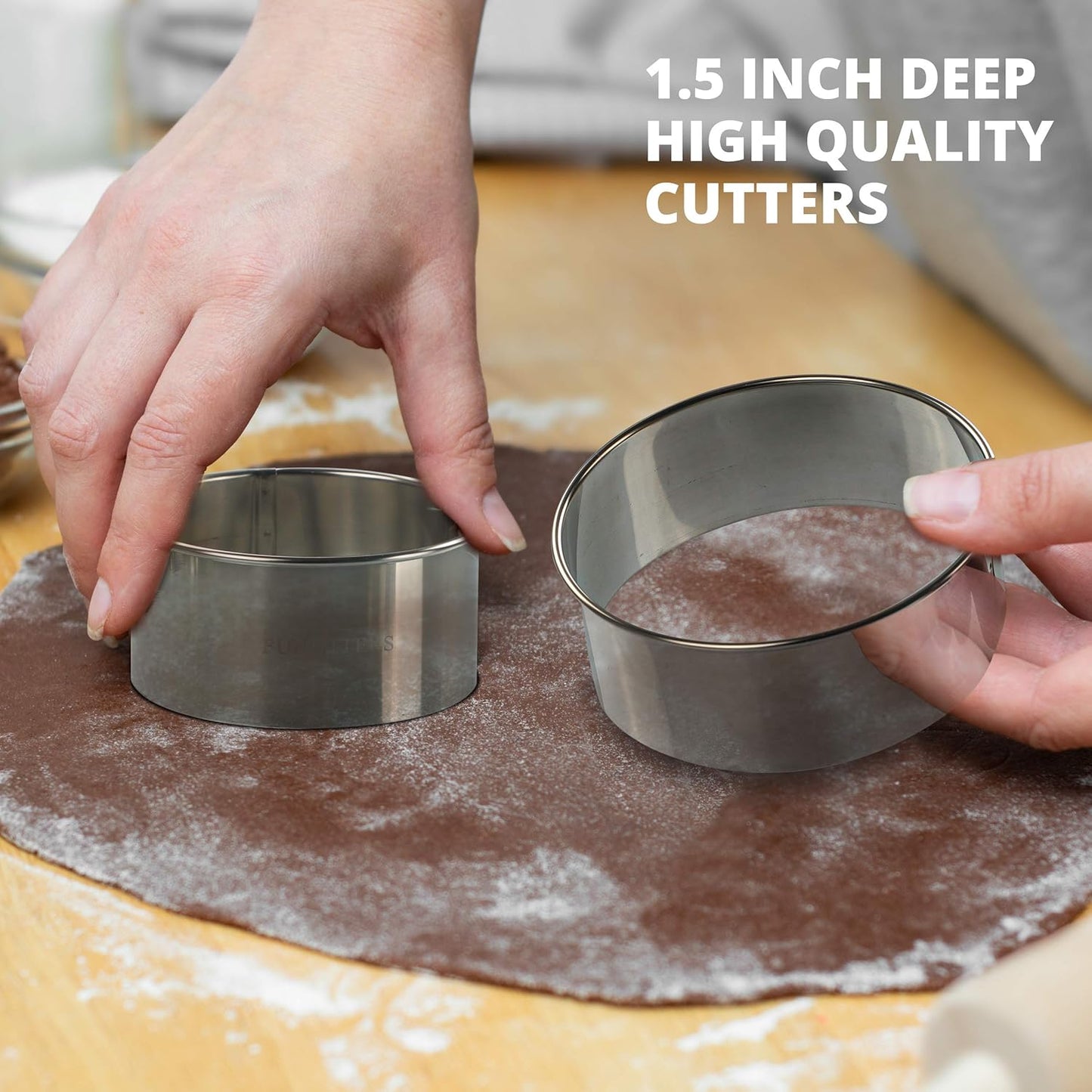 Cookie Cutter Set, 3 Pc Kit, Measuring 2'', 3'', and 4'', Round Metal Baking Rings for Pastry, Biscuits, and Dough Cutting, Heavy Duty and Reusable, Multiple Sizes