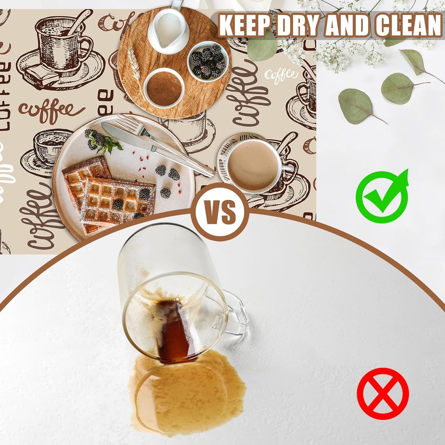 Coffee Cup Dish Drying Mat Cute Doodle Coffee Bar Mat for Countertop Absorbent Rubber Backed Hide Stain Dish Drainer Rack Pad Espresso Machine Dining Room Decoration 11.8 x 19.7 Inch