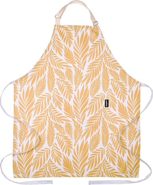 Premium Adjustable Cooking Aprons for Women with Pockets| Poly-Cotton Waterproof Kitchen Apron| Cute Floral Design, Long Ties
