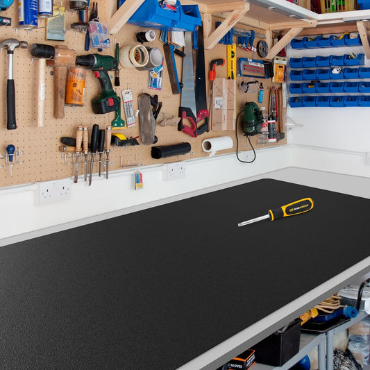 Black Plastic Table Cover Protector, 42" x 60" Waterproof Easy Flat PVC Desk Pad Mat, 1.5mm Thick Rectangle Vinyl Table Top Protector for Dining Room Table, Office, Dresser