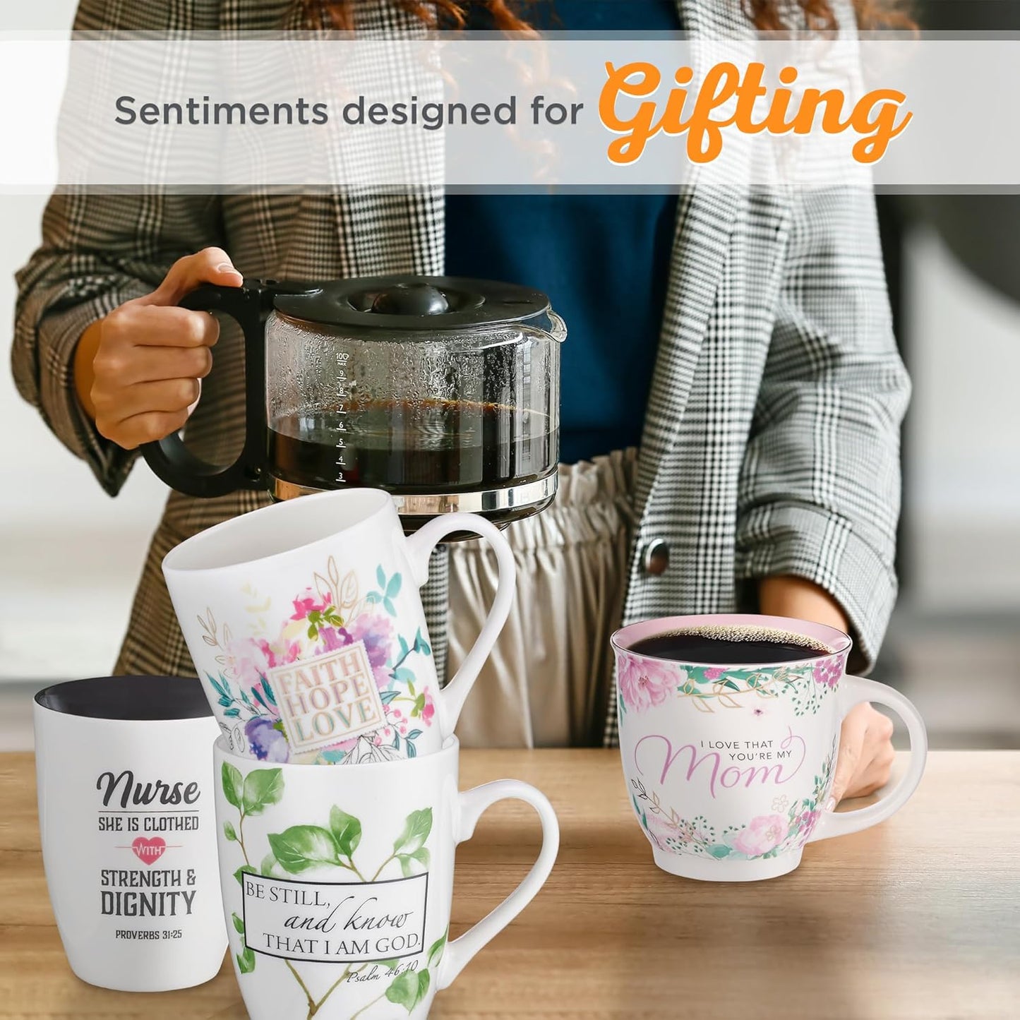 Christian Art Gifts Encouraging Scripture Ceramic Coffee & Tea Mug for Women: Be Still & Know Bible Verse Psalm, Inspirational Microwave/Dishwasher Safe Drinkware, White & Green Leaf Branches, 12 oz.