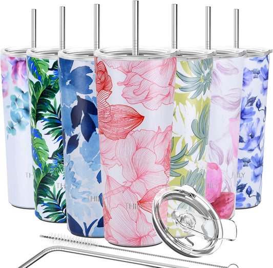 THILY Tumbler Stainless Steel Coffee Cup 26 oz Triple-Insulated Travel Mug with Splash-Proof Lid, Reusable, BPA Free, for Iced Water and Hot Beverage Smoothies Cup, Red Lotus