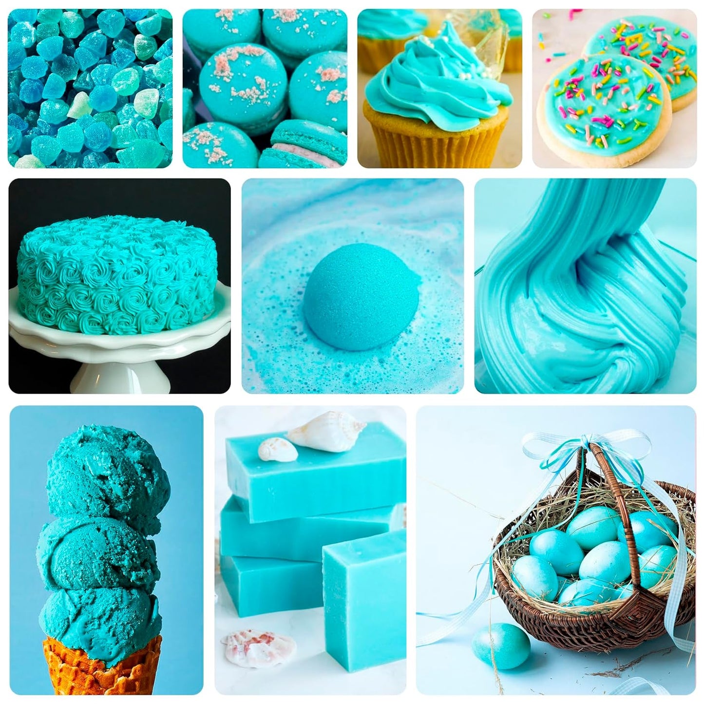 Food Coloring - Vibrant Liquid Icing Food Coloring Set for Baking, Cake Decorating, Easter Egg, Airbrush - Tasteless Food Color Dye for Fondant, Slime, DIY Crafts - 5.5 Fl.oz / 160ml Each (Cyan)