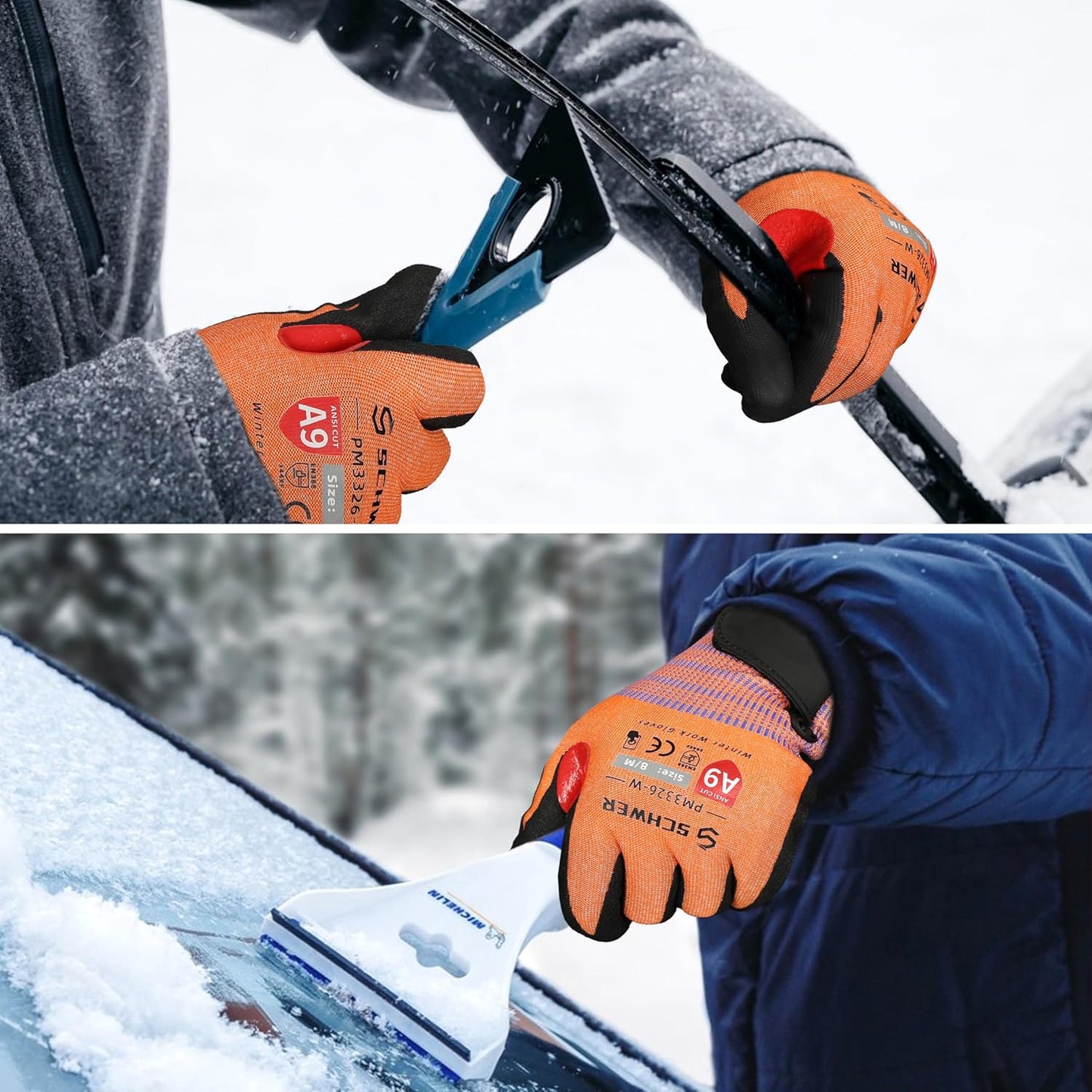 Schwer FreezeGuard-X Winter Work Gloves for Men and Women, ANSI A9 Cut Resistant Gloves for Extreme Protection, Freezer Glove With Super Grip, Thermal Insulated, Non PFAS, PM3326-W (XXL,2 Pairs)