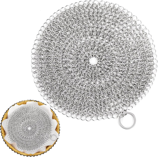 Patelai 1 Pcs Stainless Steel Pie Weights for Baking Universal Fit Pie Weight for 7-10 Inch Pies Round Metal Pies Weights Chain Dishwasher Safe Durable Blind Baking Dough Cooking Pastry (8 Inch)