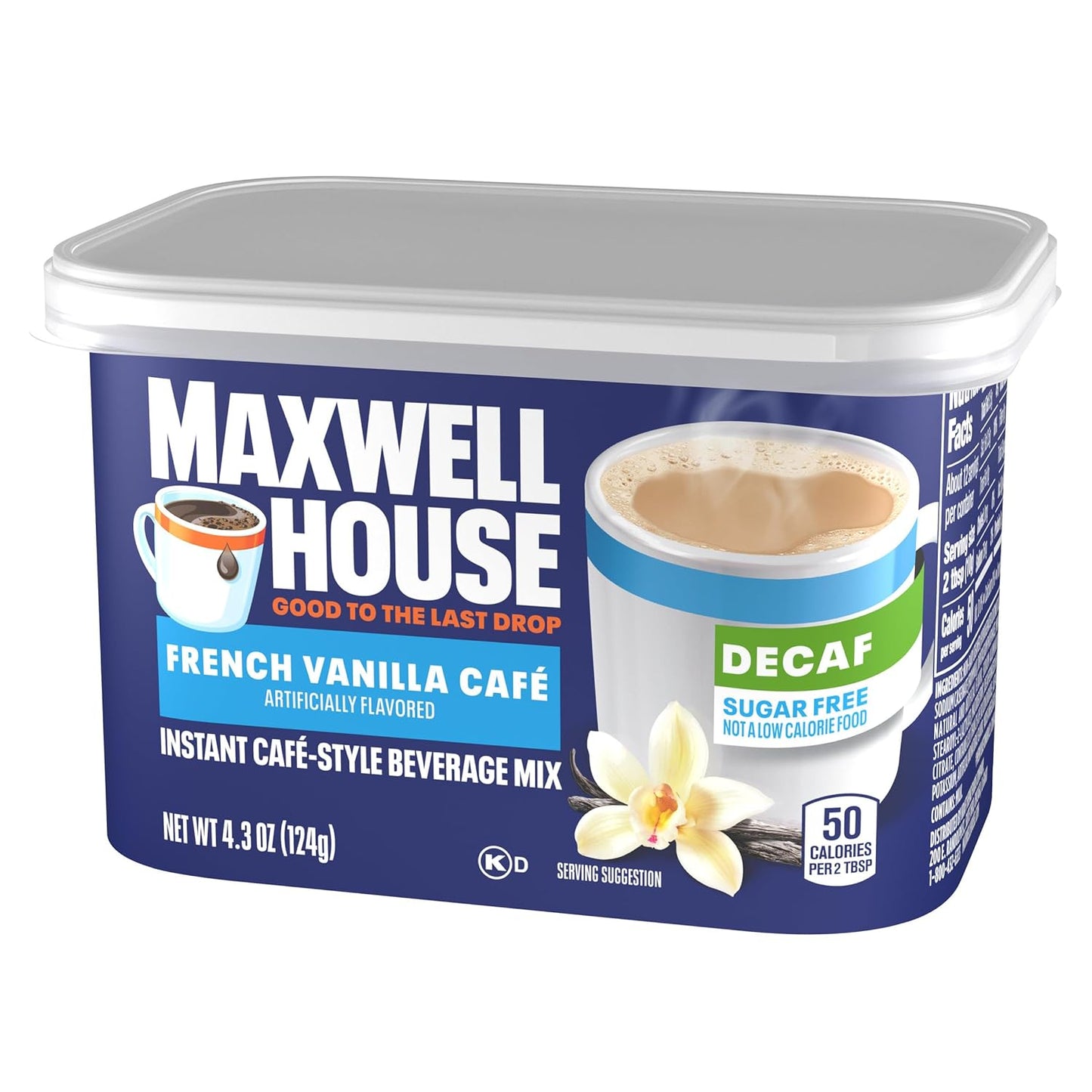 Maxwell House Sugar-Free French Vanilla Cafe Decaf Instant Cafe-Style Beverage Mix, 4.3 oz. Canister