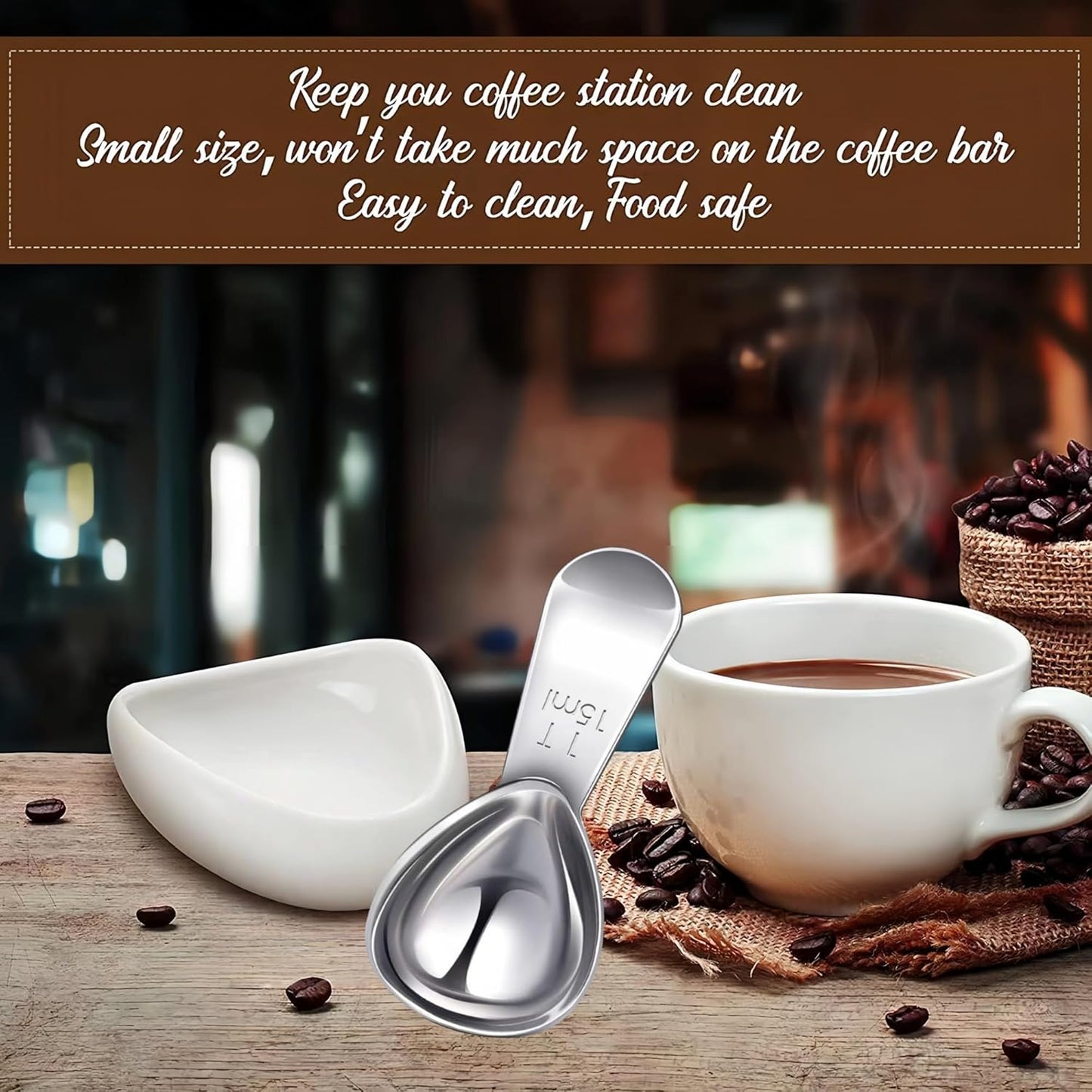 3 Piece 15g Coffee Scoop, Stainless Steel with Graduated Spoon for Coffee Beans, Sugar, Flavourings, etc