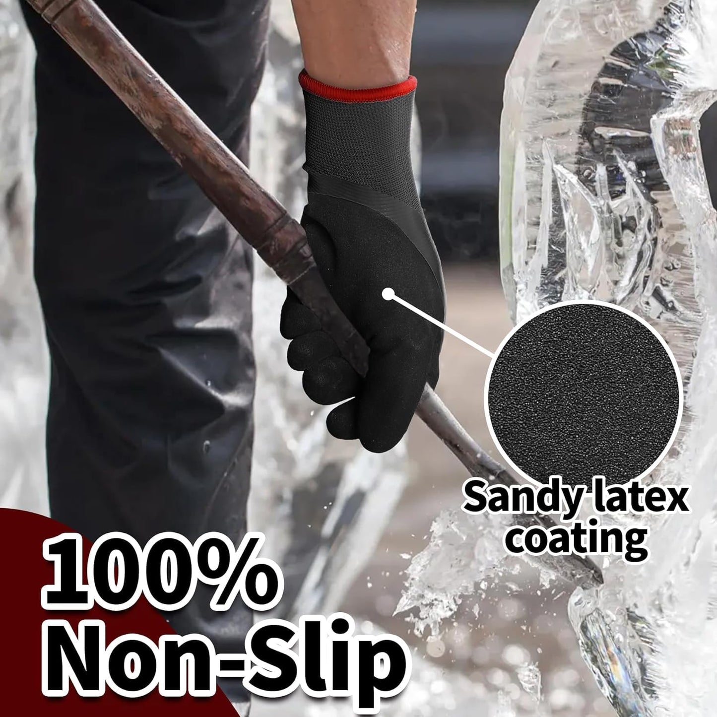 Schwer FreezeGuard Winter Work Gloves, ANSI A2 Cut Resistant Freezer Gloves for Outdoor Cold Weather Keep Hands Warm, Waterproof Gloves for Shoveling Snow, Ice Fishing, XXL