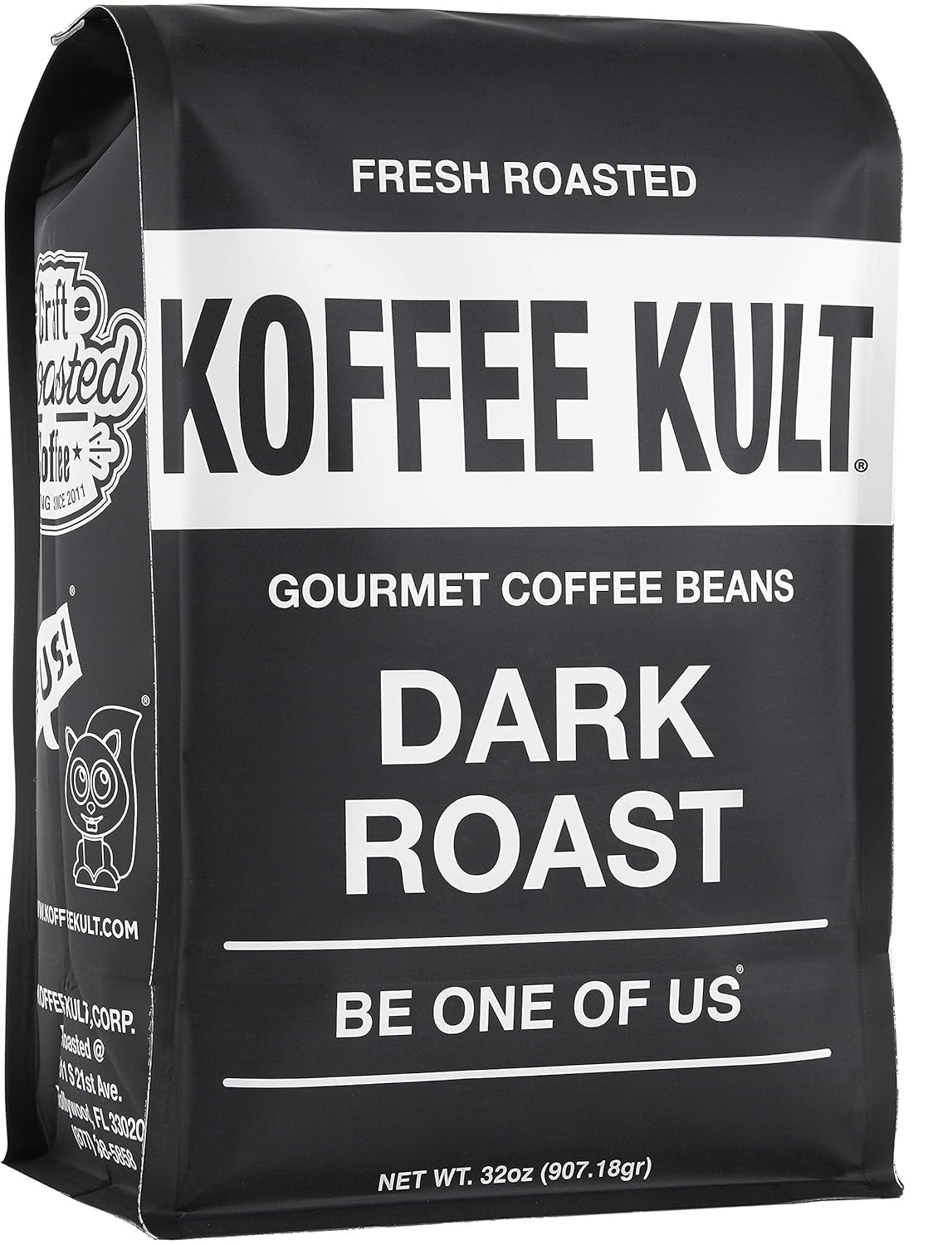 Koffee Kult Dark Roast Whole Bean Coffee - Small Batch 100% Arabica Gourmet Blend, Smooth and Well Balanced Artisan Roasted in 32oz Resealable Package