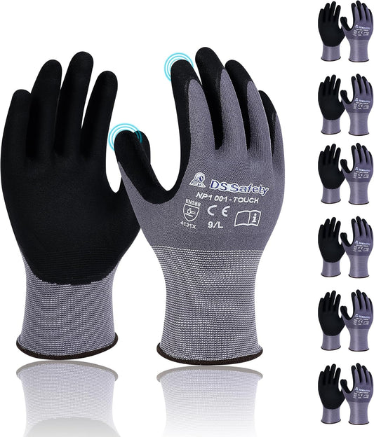 NP1001 Safety Work Gloves Comfort Stretch Fit Power Grip Smart Touch Durable Foam Coated
