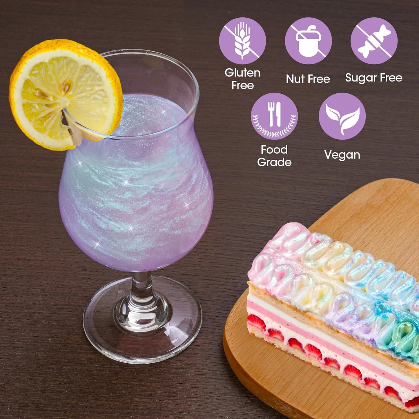 NiHome Edible Food-Grade Glimmer Powder Glitter Luster Dust Metallic Food Decorating Sprinkle Glimmery Dust for Drink Wine Beverage Cake Dessert Bakery Restaurant Vegan (0.18oz/5g, Iridescent Purple)