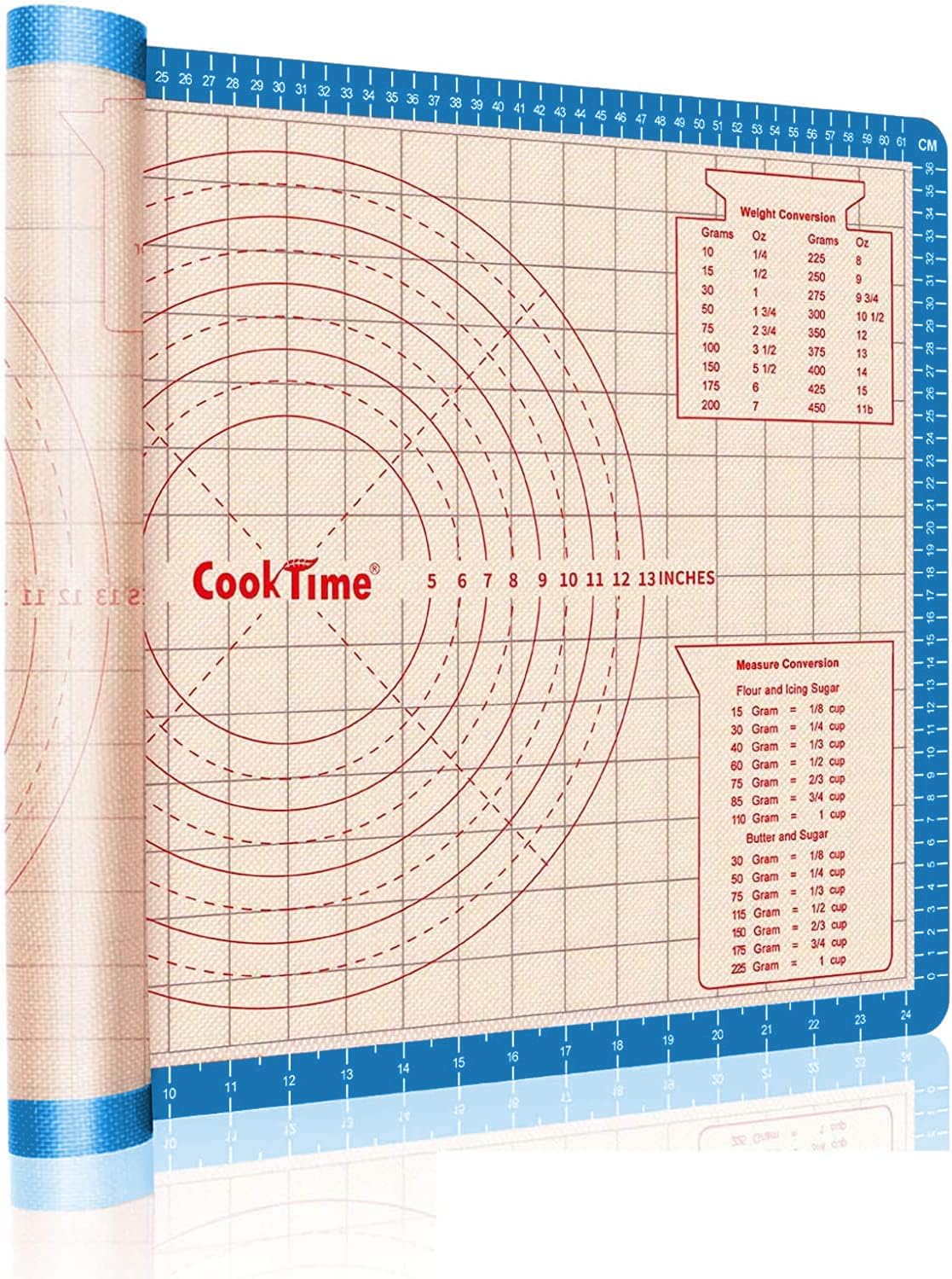 Pastry Baking Mat 28x20 Inch - Larger Silicone Baking Pastry Mat for Rolling Dough,Non Silp Silicon Dough Sheet Mat with Measurement,Perfect for Making Pie,Pizza(Blue)