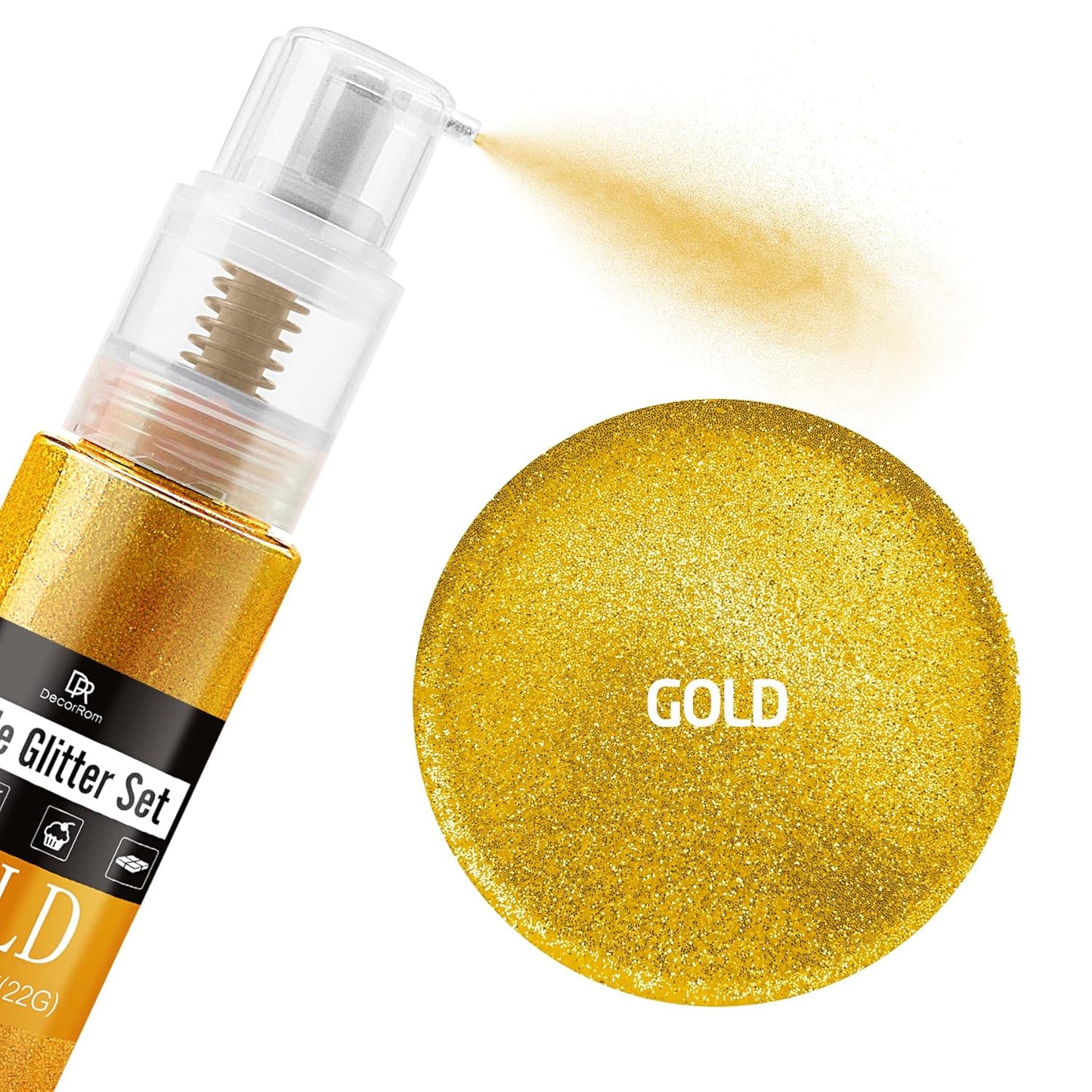 Edible Glitter Spray - 3/4oz Luster Dust Edible Food Grade Glitter Shimmer Dust Powder for Cocktails, Drinks, Cake Decorating - Metallic Food Coloring Powder for Wine, Candy, Cookie, Icing (Gold)