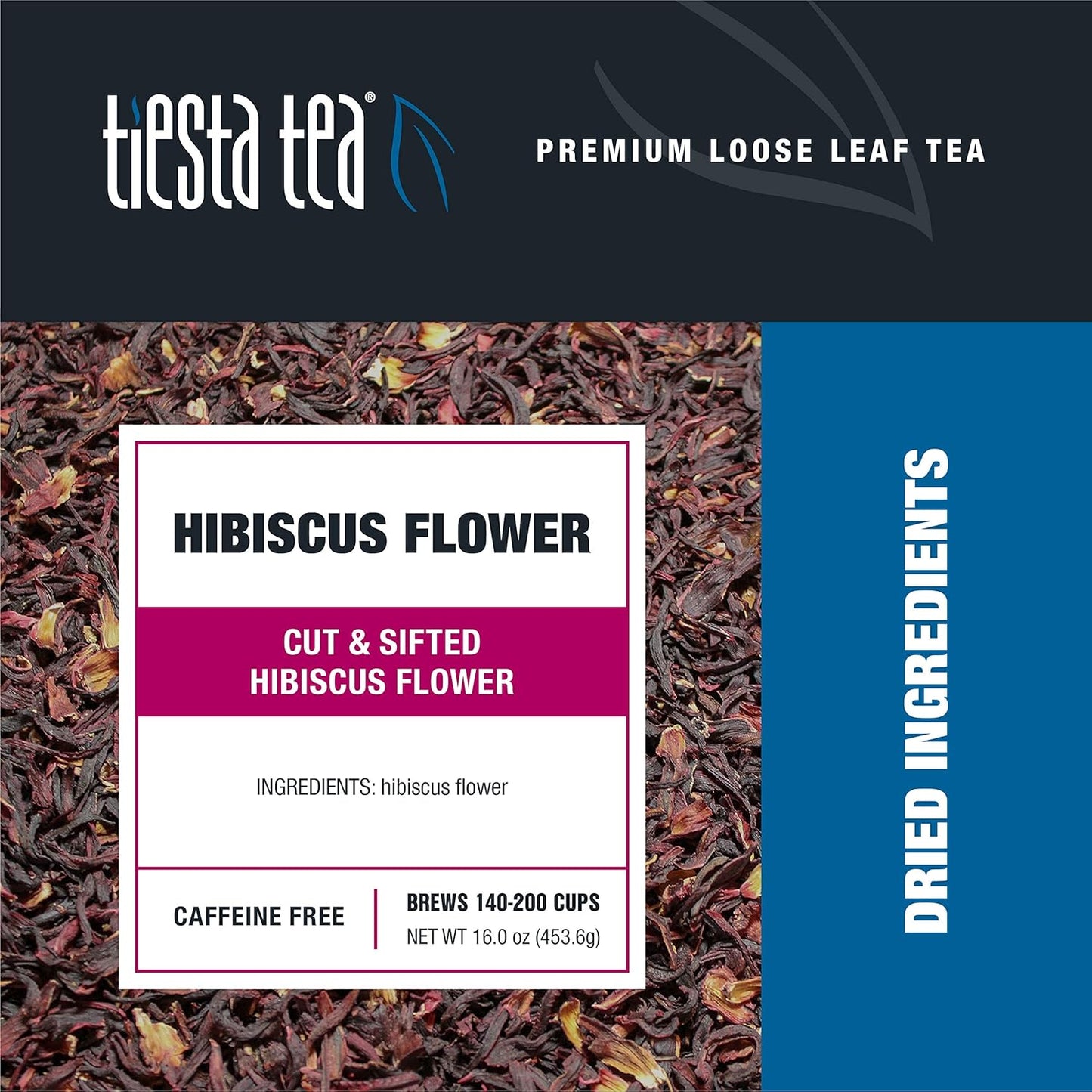 Tiesta Tea - Dried Hibiscus | Loose Leaf | Cut & Sifted Hibiscus Flower | Premium Blend | Non-Caffeinated | Make Hot or Iced & Brews Up to 200 Cups | 16 Ounce Resealable Bulk Pouch