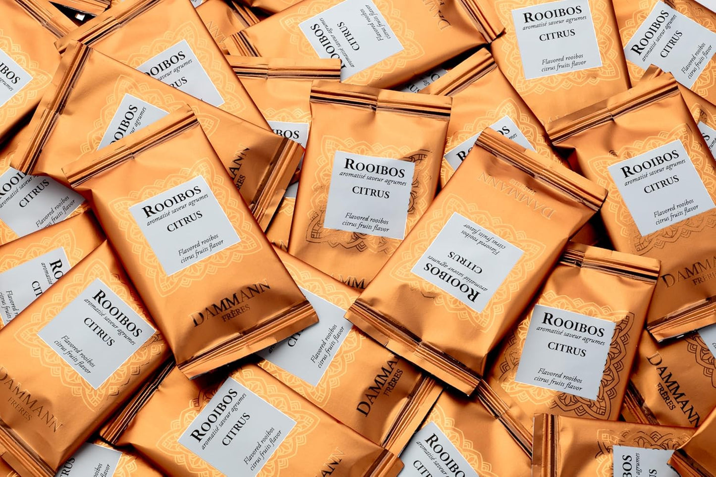 Dammann Freres Sachets, Rooibos Citrus Tea Bags, Premium Gourmet French Tea, Blend Lemon, Clementine, and Orange Flavors, Individually Wrapped, 24 Count (Single Pack)