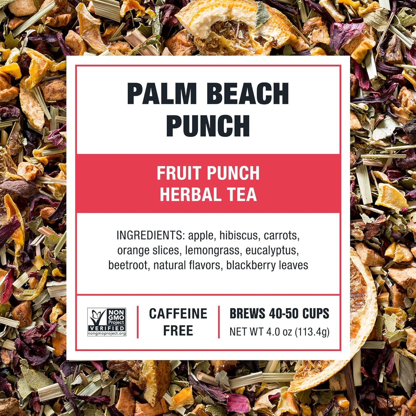 Tiesta Tea - Palm Beach Punch, Loose Leaf, Fruit Punch Herbal Tea, Caffeine-Free Tropical Blend with Apple, Carrots & Orange, Brew Hot or Iced, 4oz Refillable Tin, 50 Cups