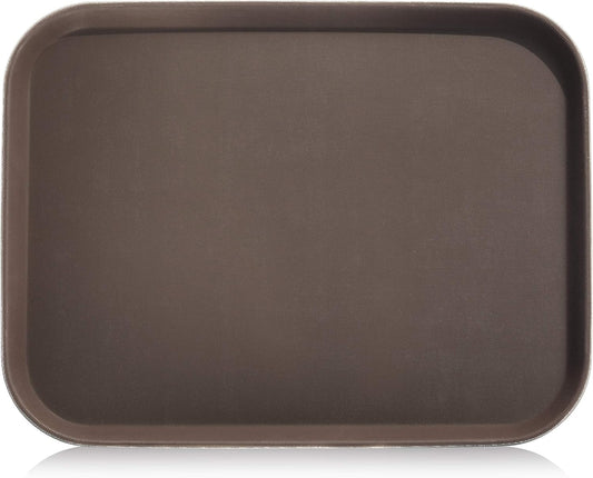 New Star Foodservice Restaurant Grade Non-Slip Tray, Plastic, Rubber Lined, Rectangular (Brown, 14-Inch x 18-Inch)