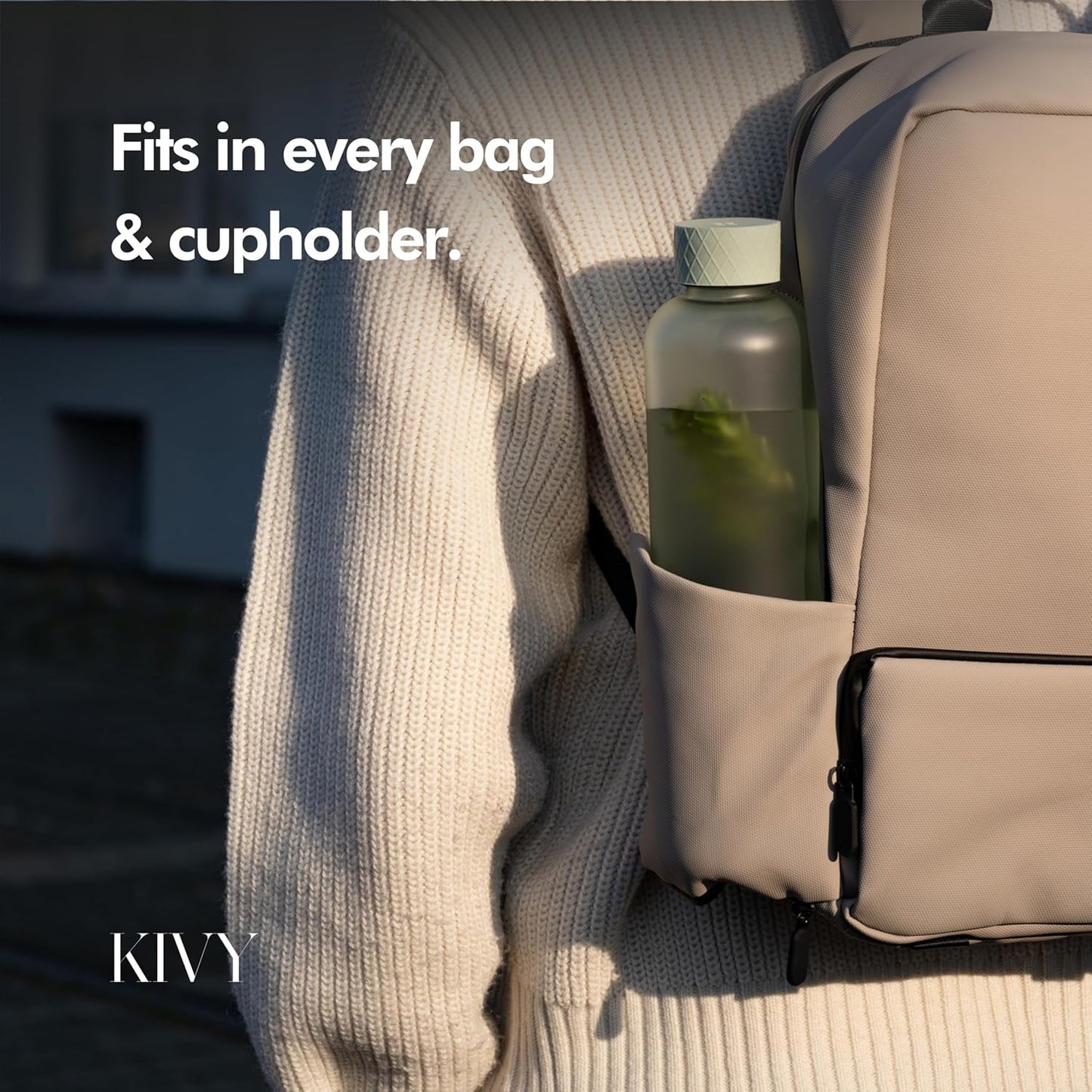 KIVY Lightweight Tritan Water Bottle 22oz [Leakproof & Shatterproof] Slim 22 oz Water Bottle screw top - Reusable water bottle no straw - Cute water bottle slim - Aesthetic water bottles