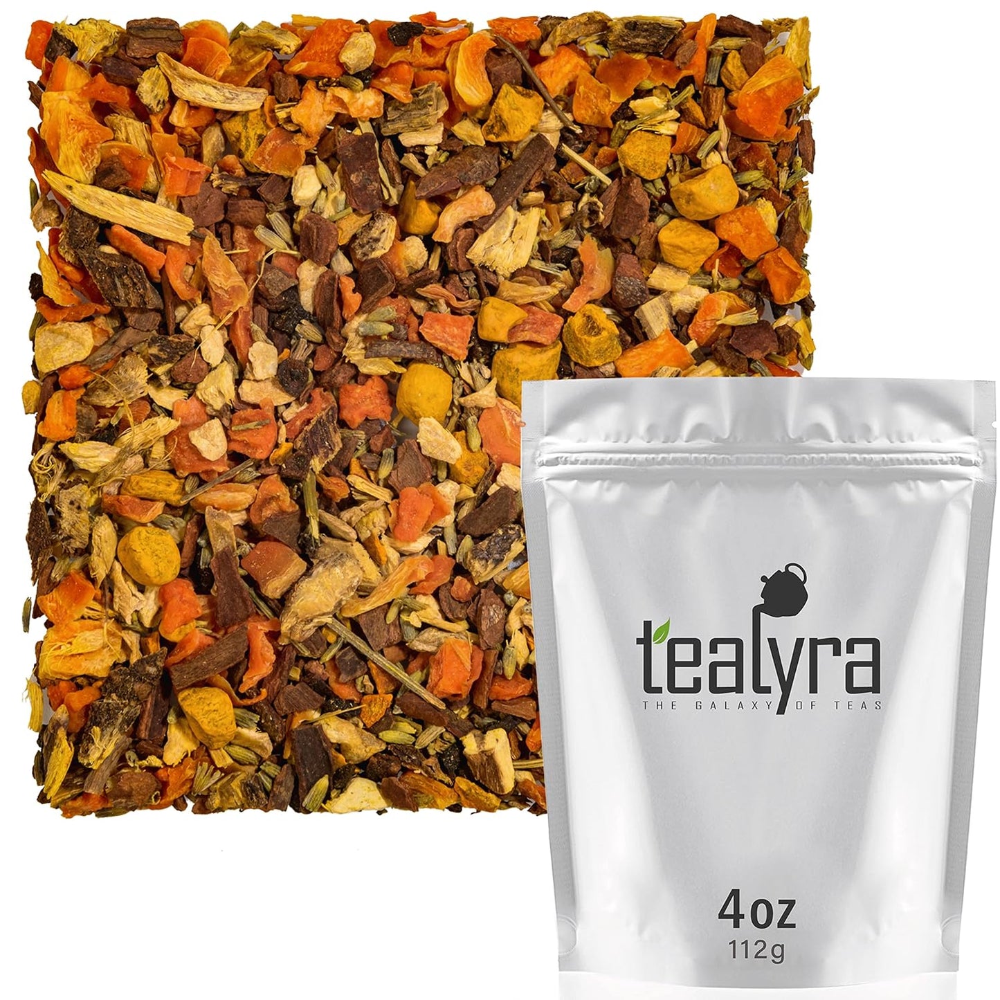 Tealyra - Golden Turmeric Toddy - Detox - Ginger - Cinnamon - Lavender - Dandelion - Unique Wellness Herbal Loose Tea - No Caffeine - All Natural - 112g (4-ounce)