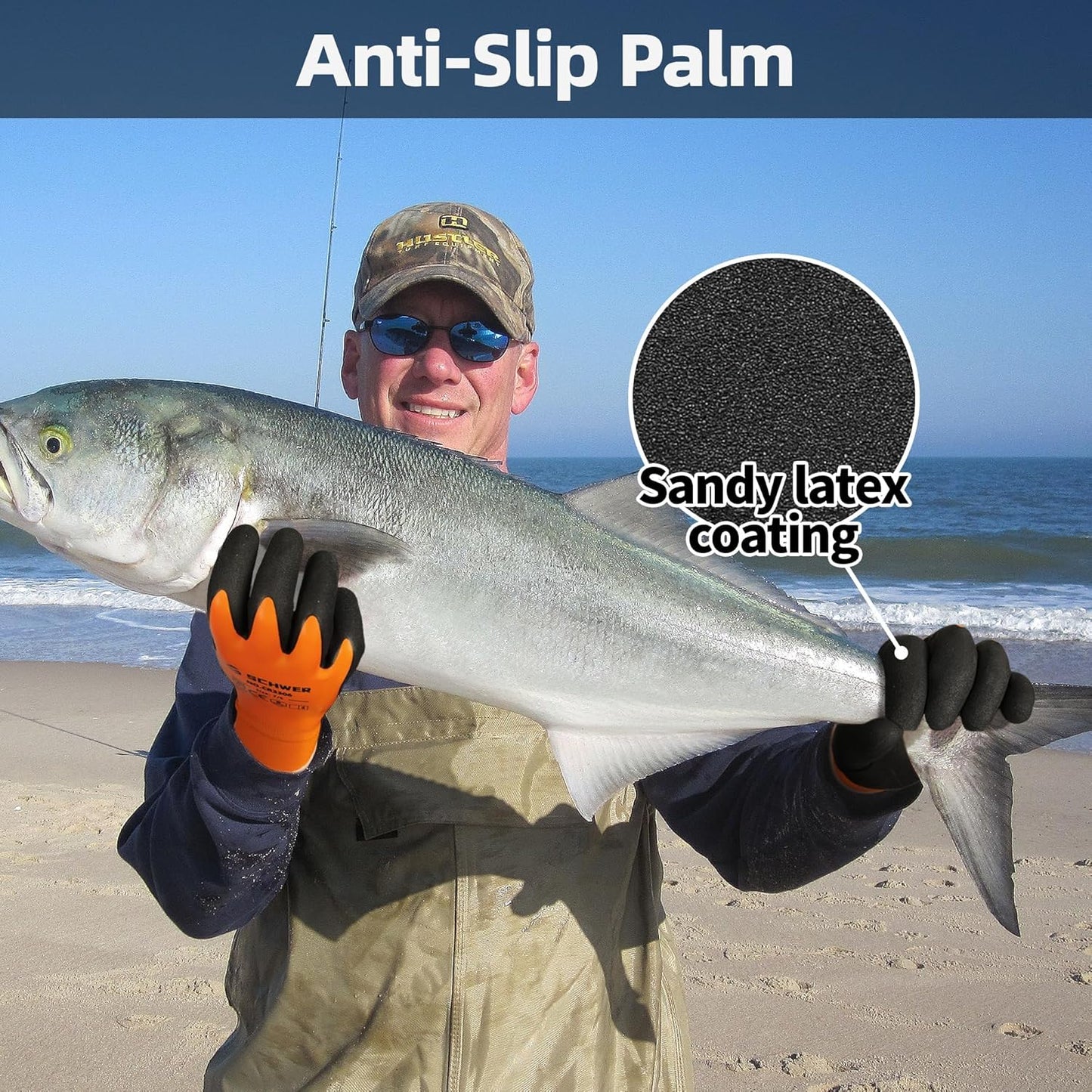 Schwer 2 Pairs Waterproof Work Gloves for Men and Women CR3306, Gardening Gloves with Double Latex Coated, Non-slip Working Gloves for Garden, Outdoor Construction, Car and Fish Cleaning, L