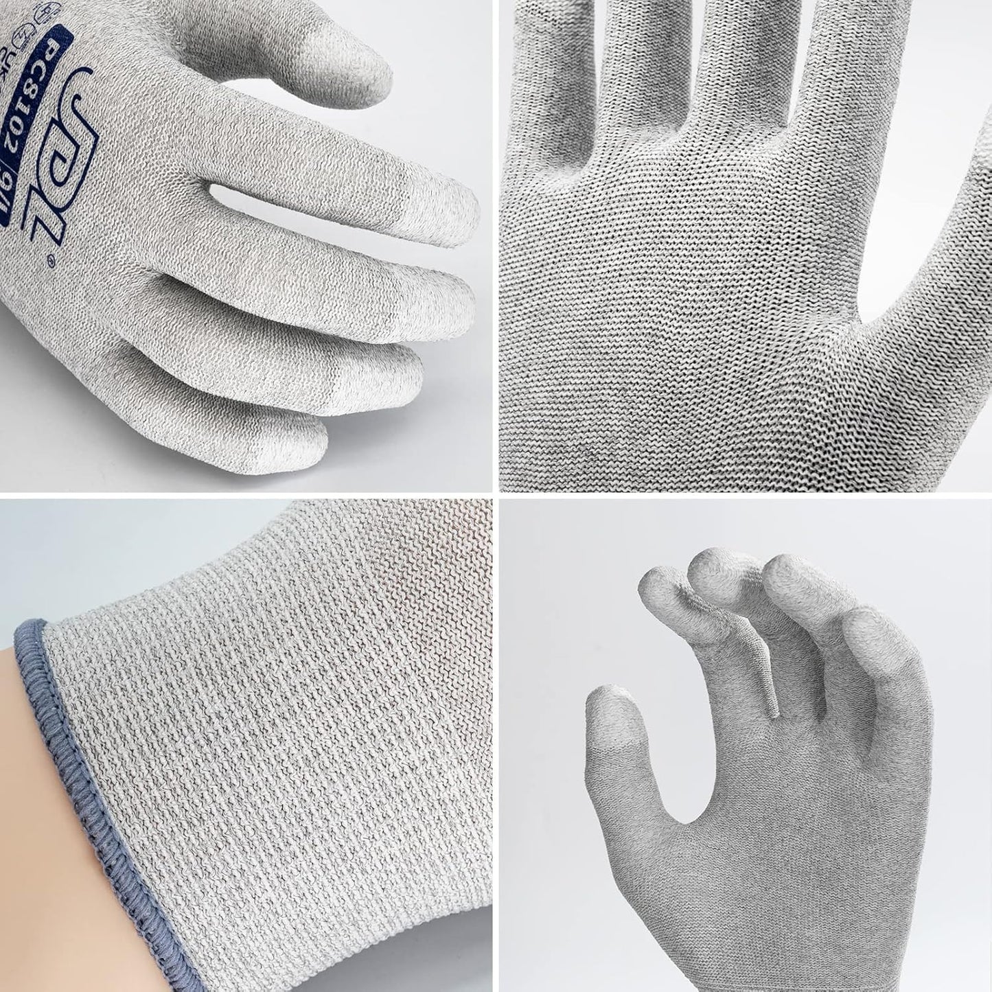 JDL ESD Work Gloves, Anti-Static Gloves for PC Building, 12 pairs, Computer Installation & Repair, High Resistance Carbon Fiber Gloves, Large