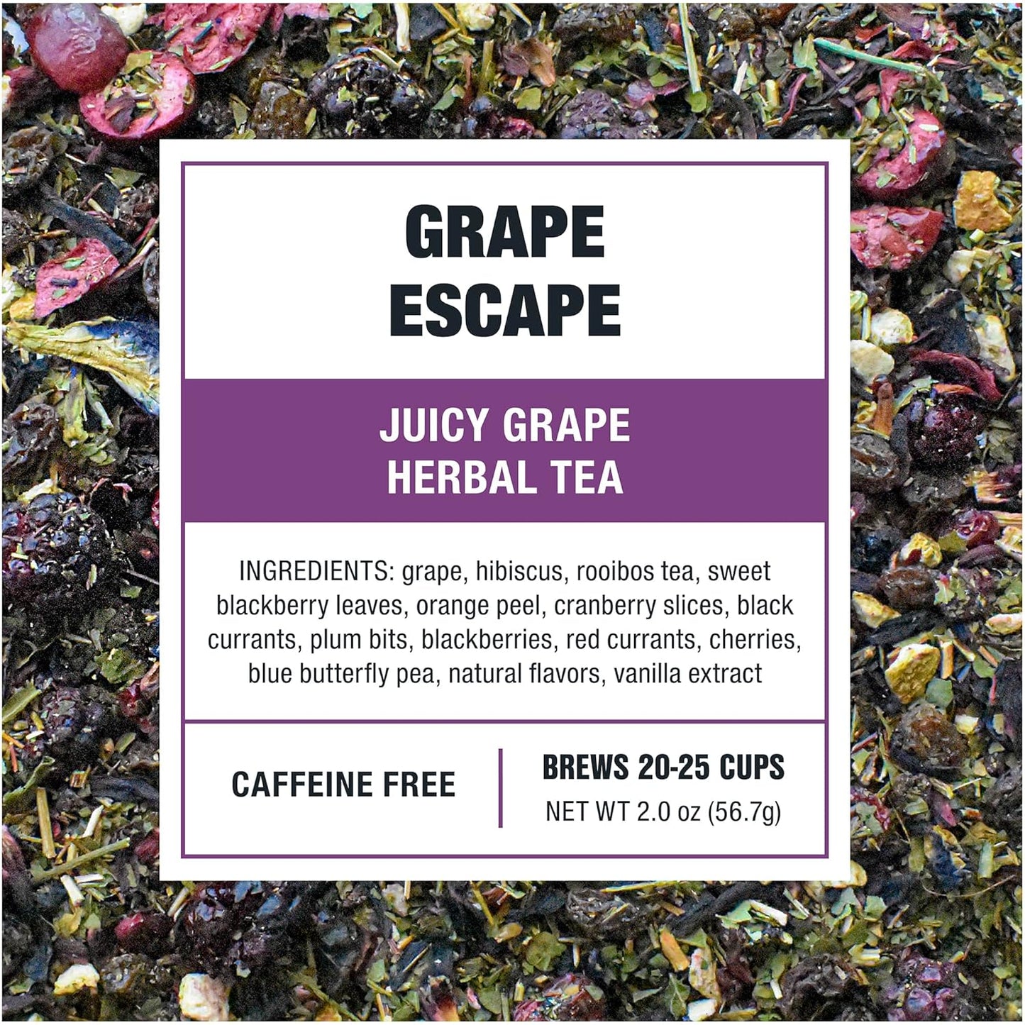 Tiesta Tea - Grape Escape, Loose Leaf, Juicy Grape Herbal Tea, Non-Caffeinated Fruit Blend, Makes Hot or Iced Up to 25 Cups, 2oz Resealable Pouch