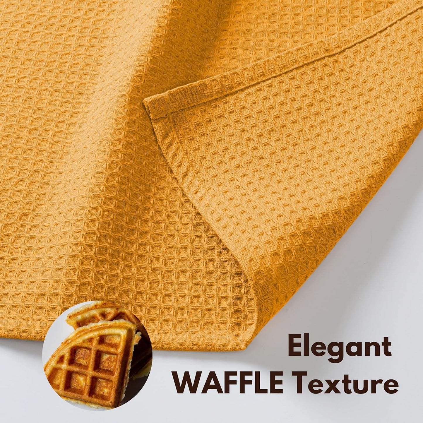 Native Fab 18 Pack Waffle Dish Cloths - 100% Cotton, Absorbent, Quick Drying, Washable Towels for Cleaning, Cooking, Baking - Great for Home, Restaurants, Bars & Cafes - 12 x 12 inch, Mustard Yellow