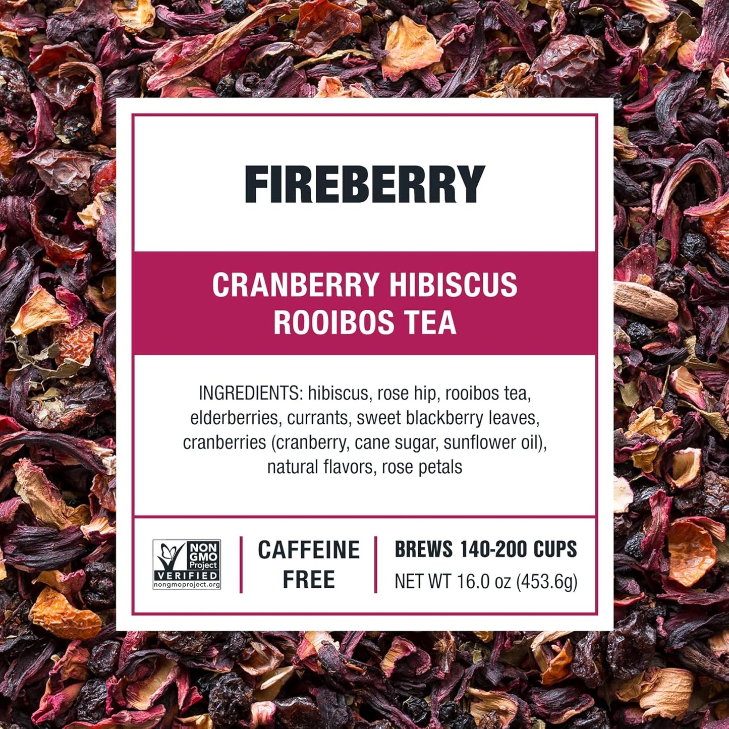 Tiesta Tea - Cranberry Hibiscus Rooibos Tea, Fireberry, Loose Leaf, Herbal Blend with Hibiscus, Cranberry, Currants, Rooibos, Enjoy Hot or Iced, 200 Cups in Resealable Pouch, 16 Ounce