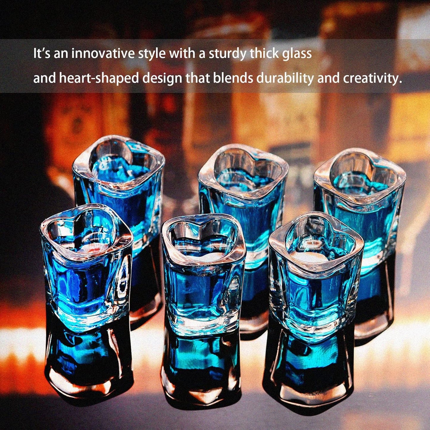 Heavy Base Shot Glasses - Set of 12, Heart & Square Shapes, Ideal for Tequila & Espresso Shots, Bulk Pack